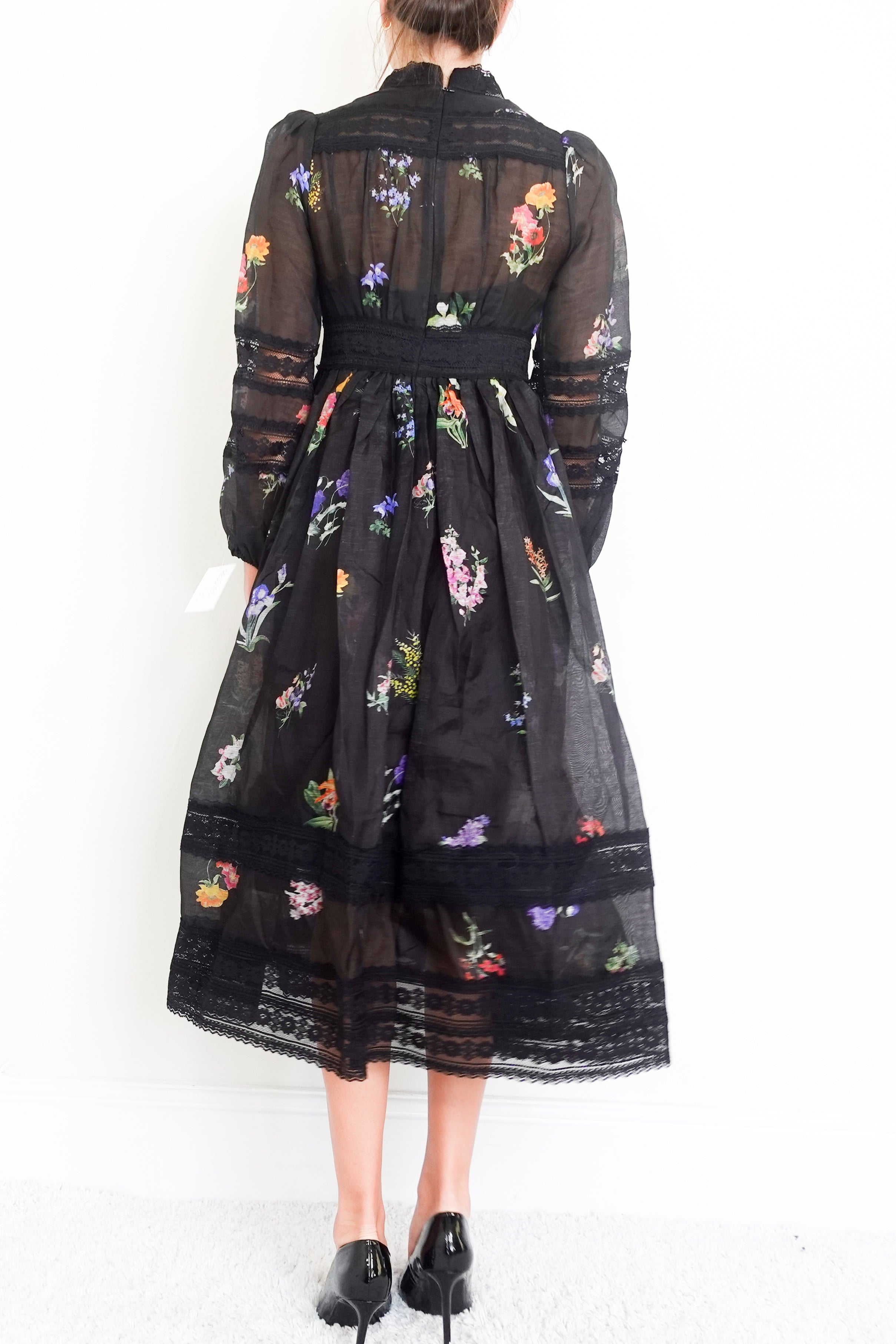 Black floral midi dress RRP £1K