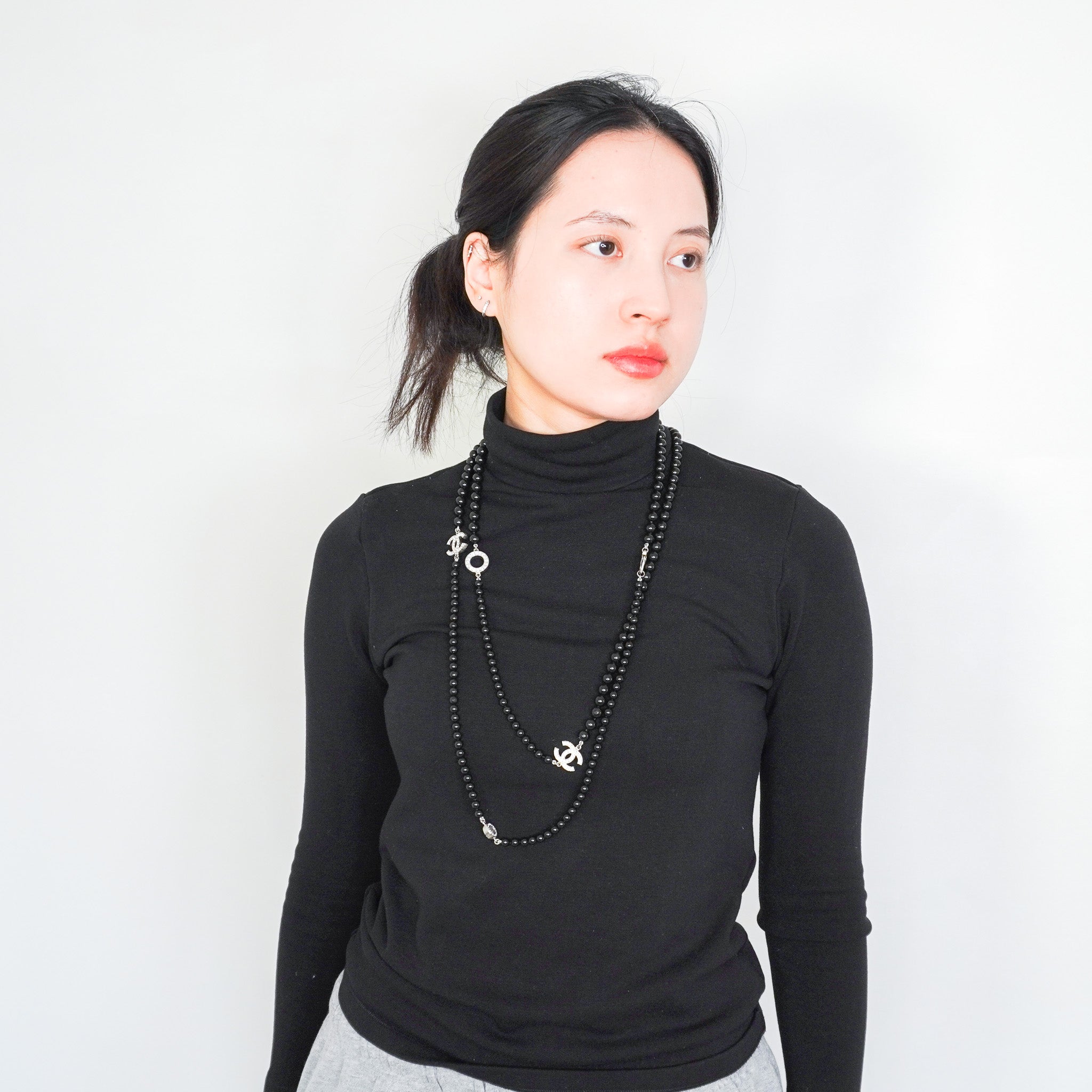 Chanel Long Black Necklace with Applique RRP £1300 | Authentic Preloved FINAL SALE