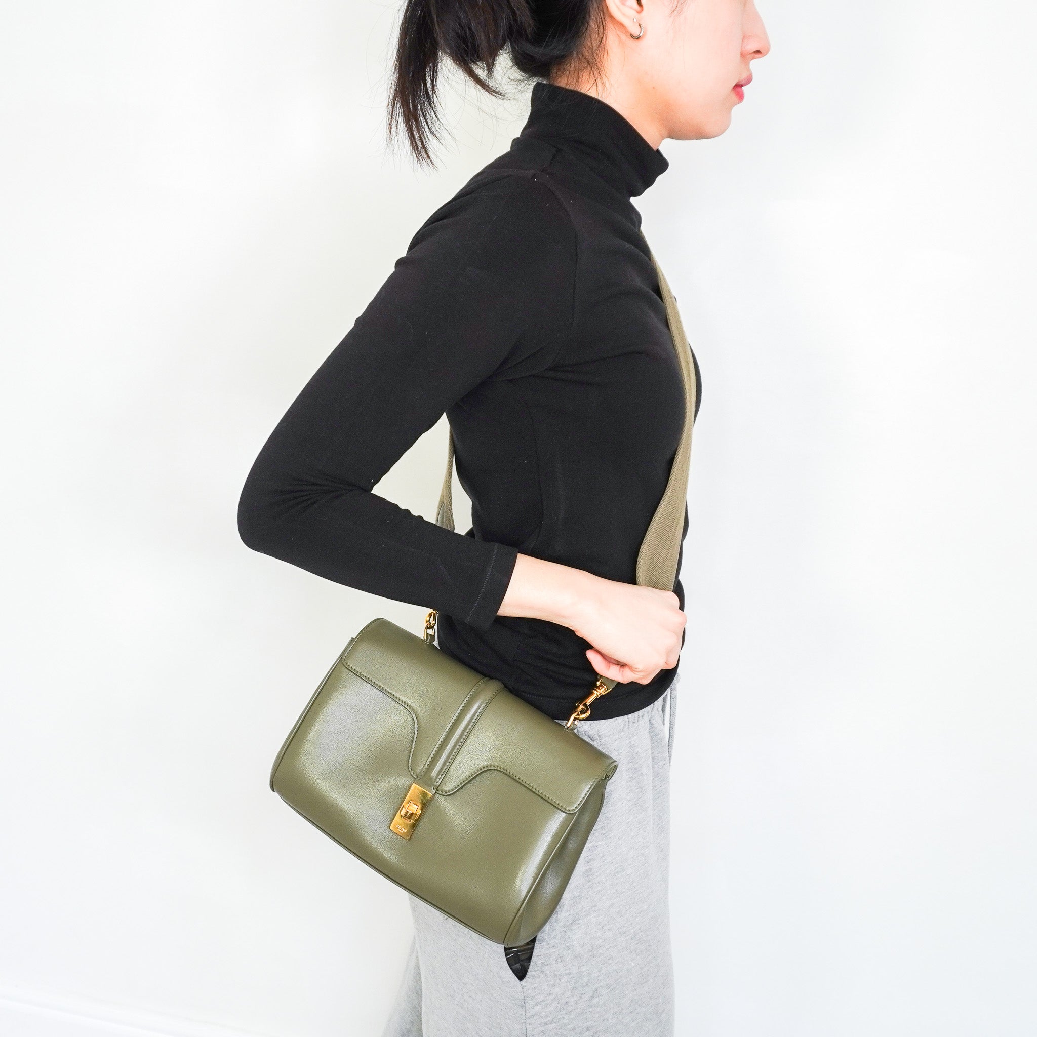 Celine Teen 16 Soft Calfskin Bag in Green RRP £1850 | Authentic Preloved