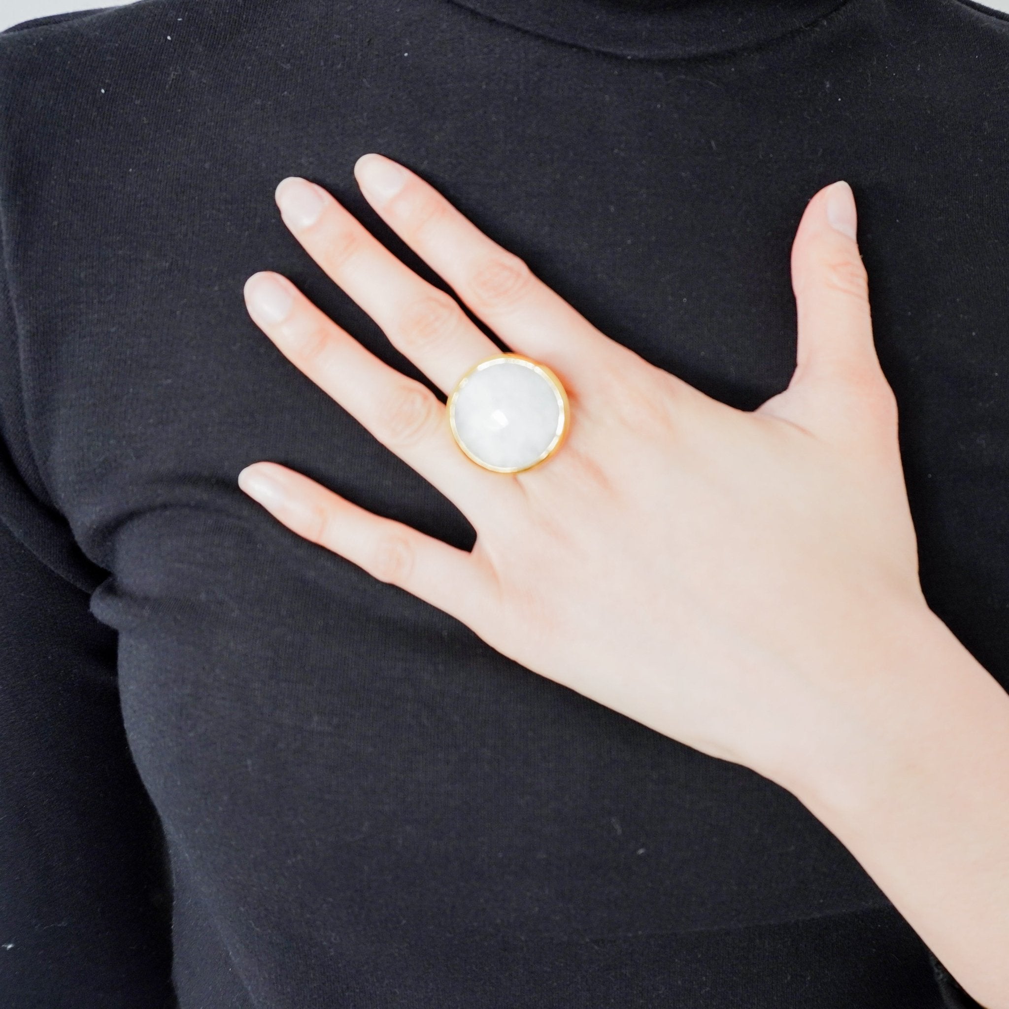 Monica Vinader Moonstone Gemstone Ring in Gold RRP £175 | Authentic Preloved FINAL SALE - Reloved Again