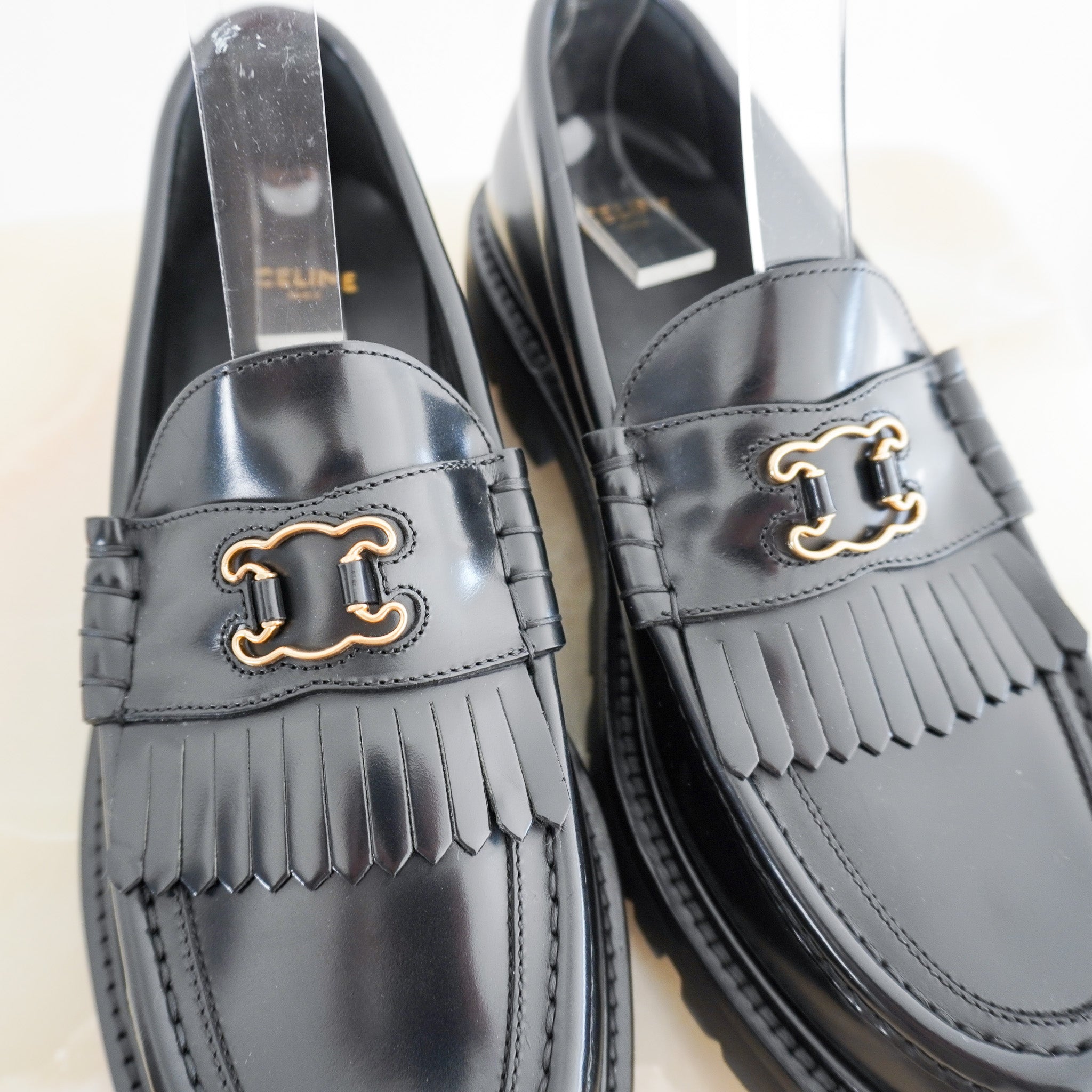 NEW CELINE Margaret Triomphe Chunky Loafers in Black RRP £850 | AUthentic Preloved