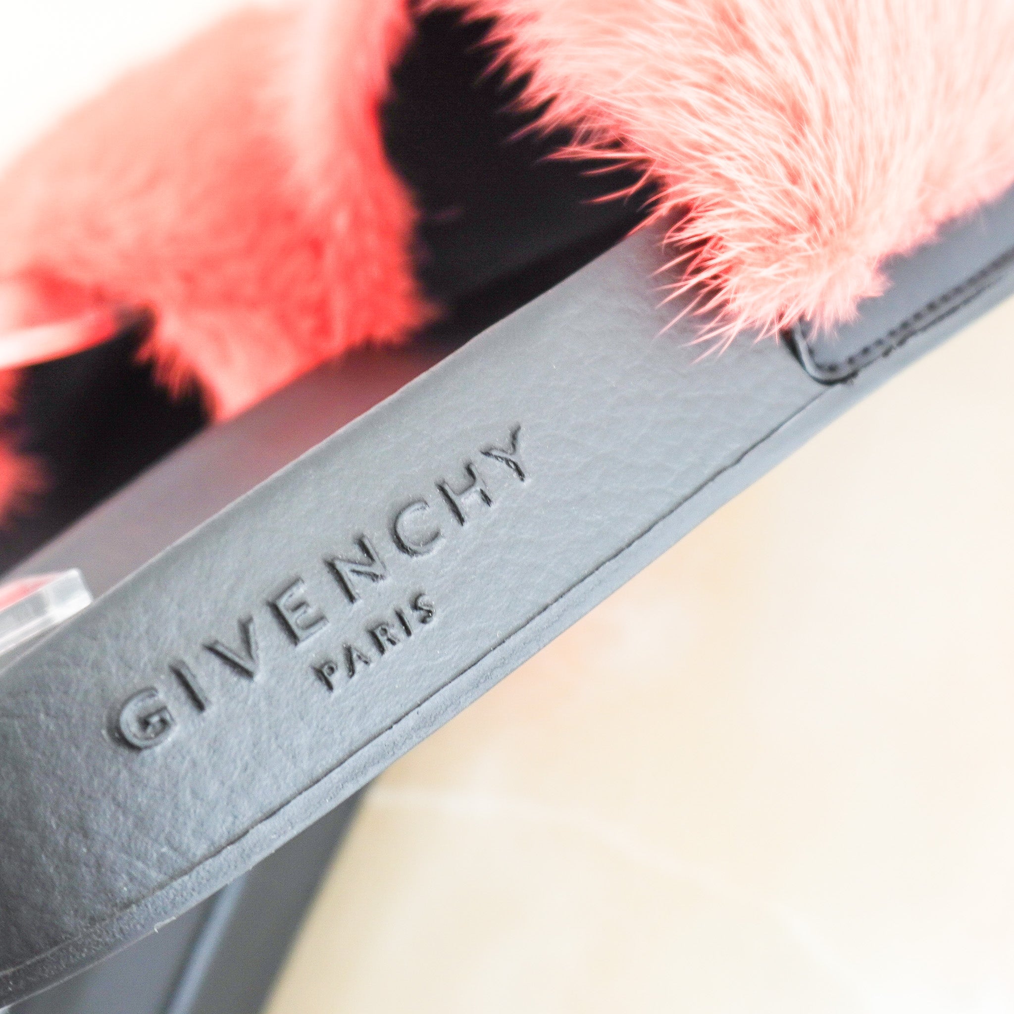NEW Givenchy Mink Fur Slides in Coral | Authentic Preloved