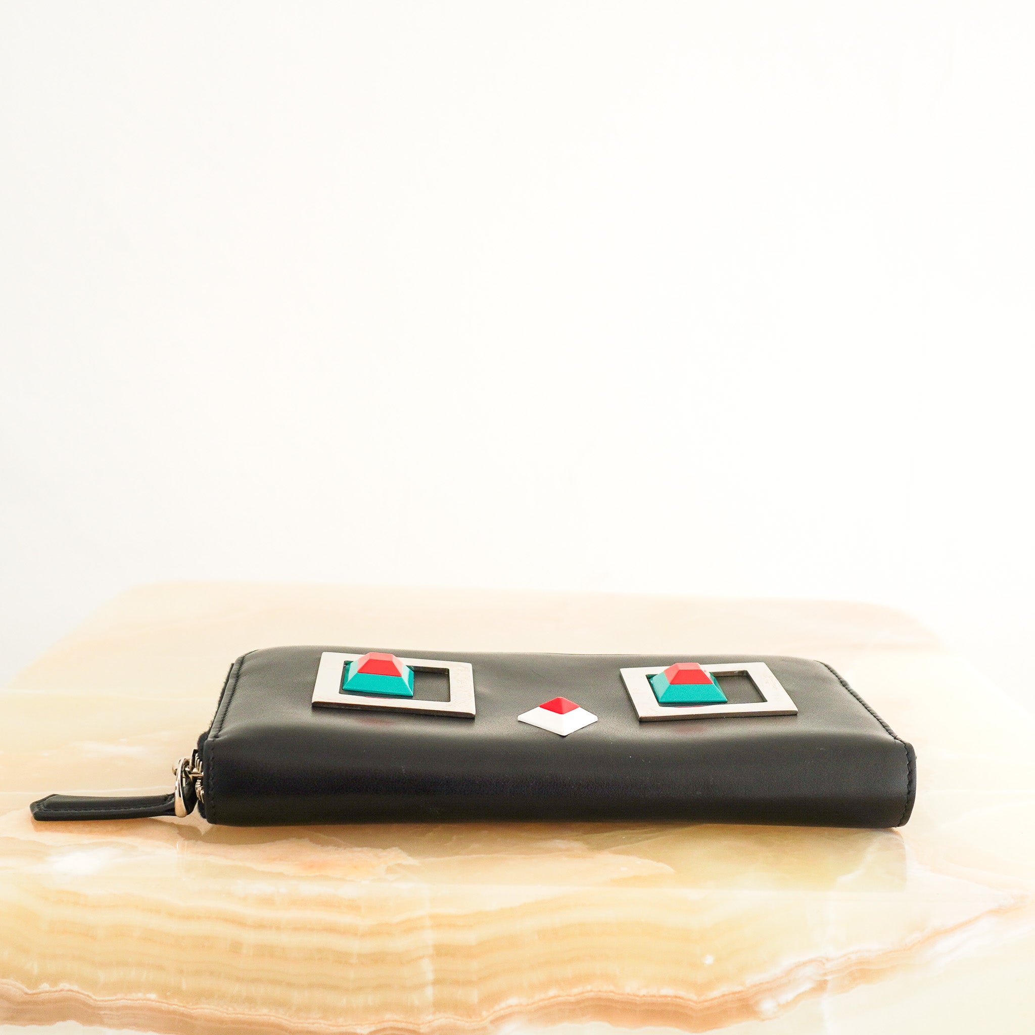 Fendi Monster Eyes Zip Around Wallet in Black | Authentic Preloved