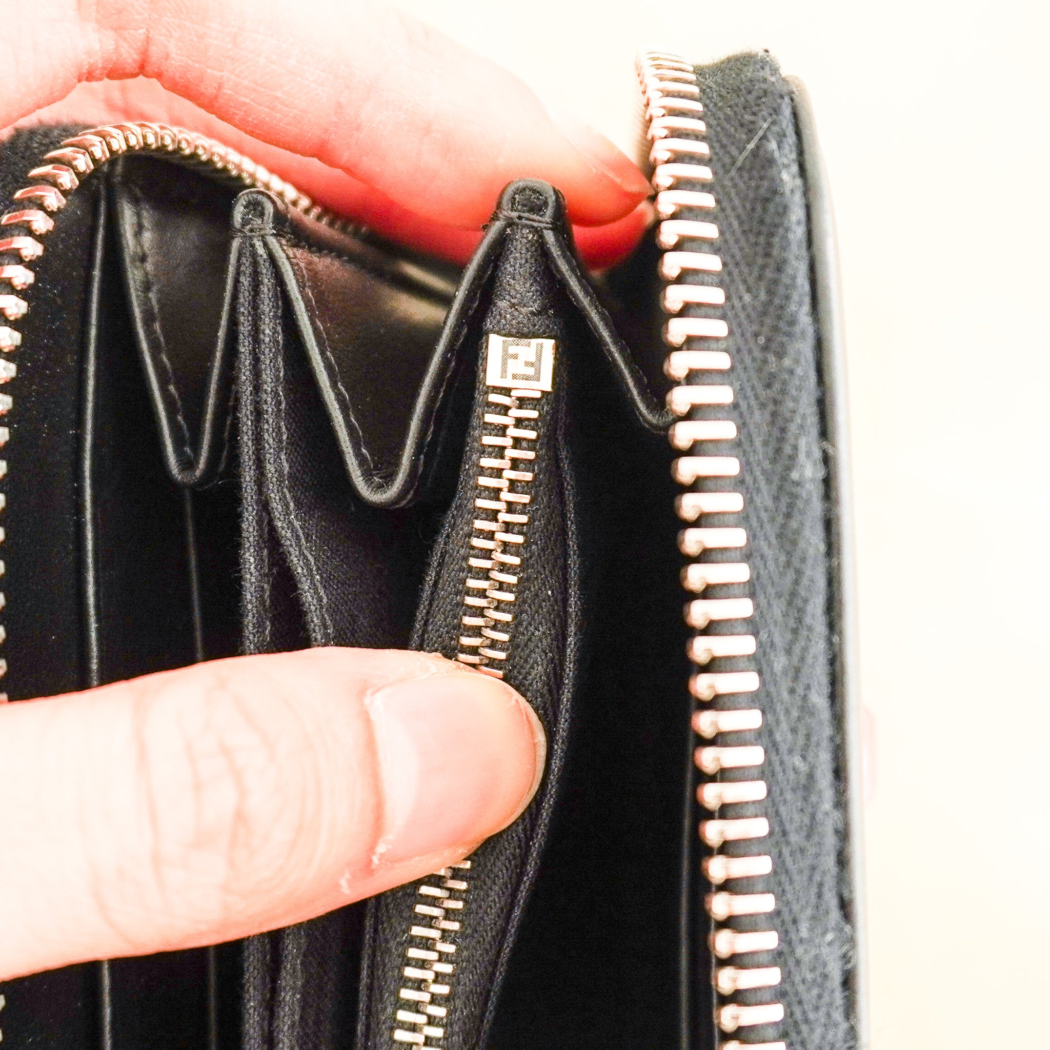 Fendi Monster Eyes Zip Around Wallet in Black | Authentic Preloved