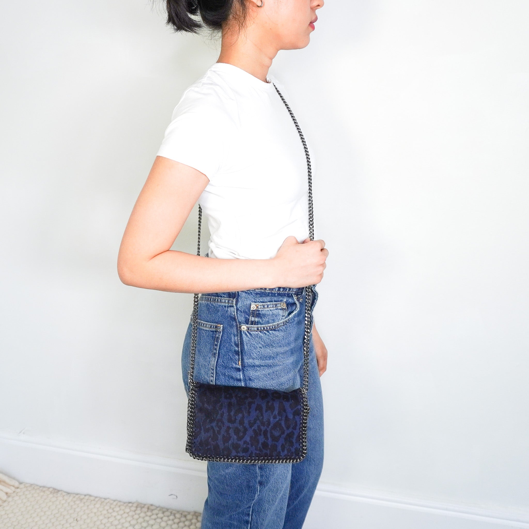 Stella McCartney Blue Leopard Falabella Mini Crossbody Bag RRP £540 | Authentic Preloved
