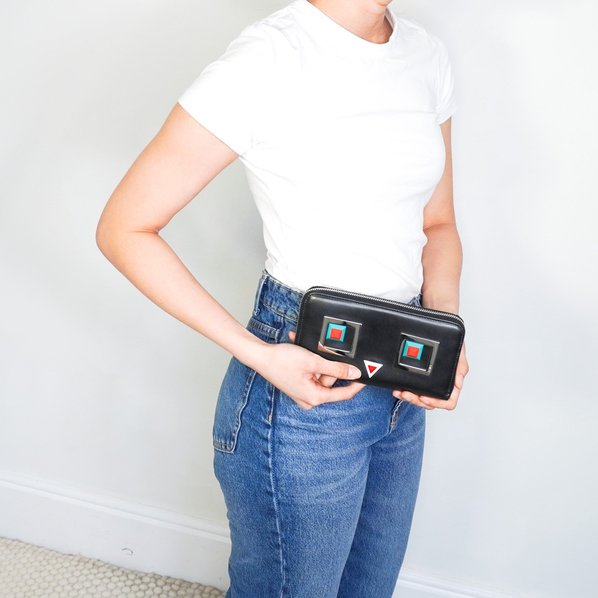 Fendi Monster Eyes Zip Around Wallet in Black | Authentic Preloved