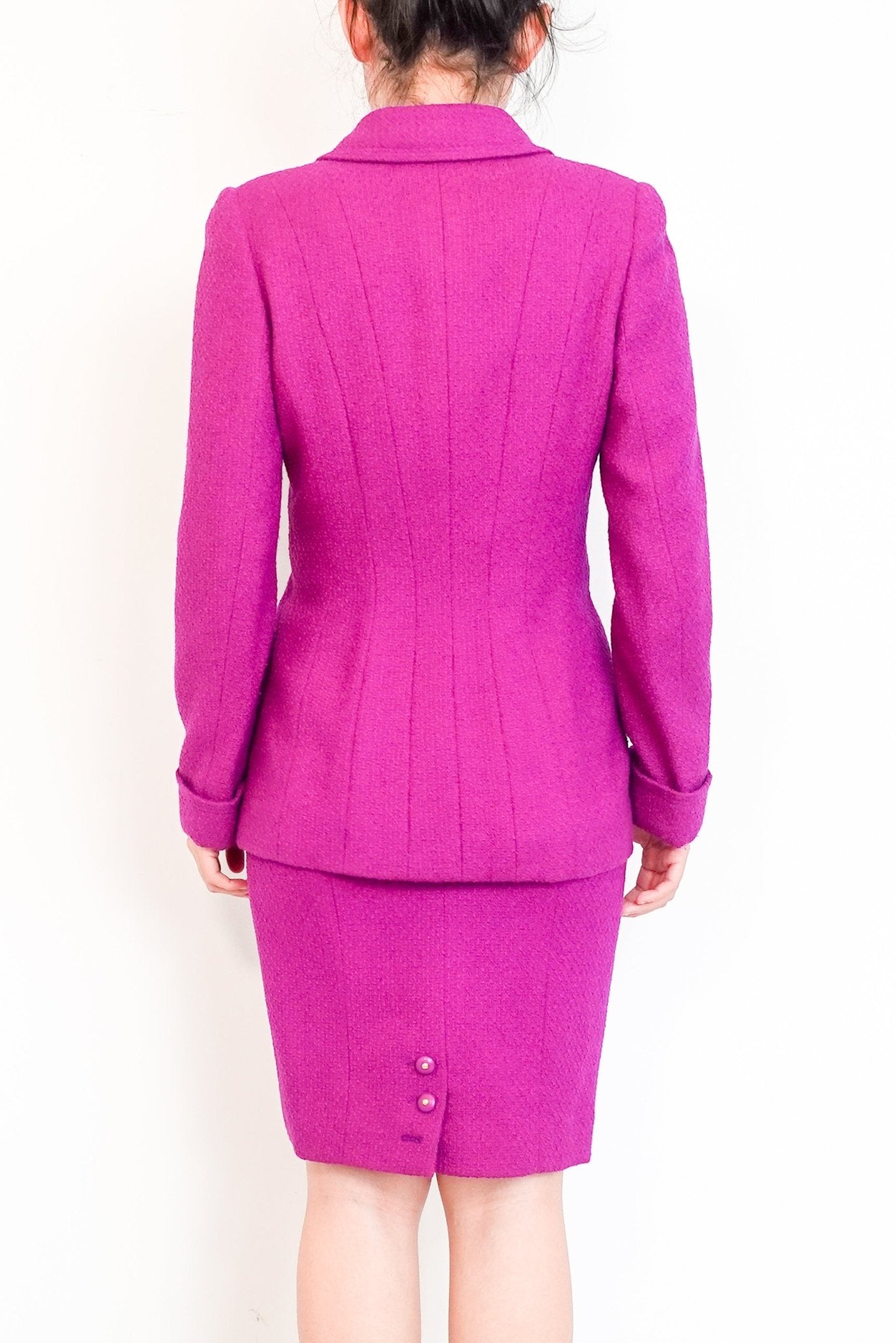 Chanel Purple Bouclé Skirt Suit – 1995 Karl Lagerfeld Era RRP £4000 | Vintage & Authentic - Reloved Again
