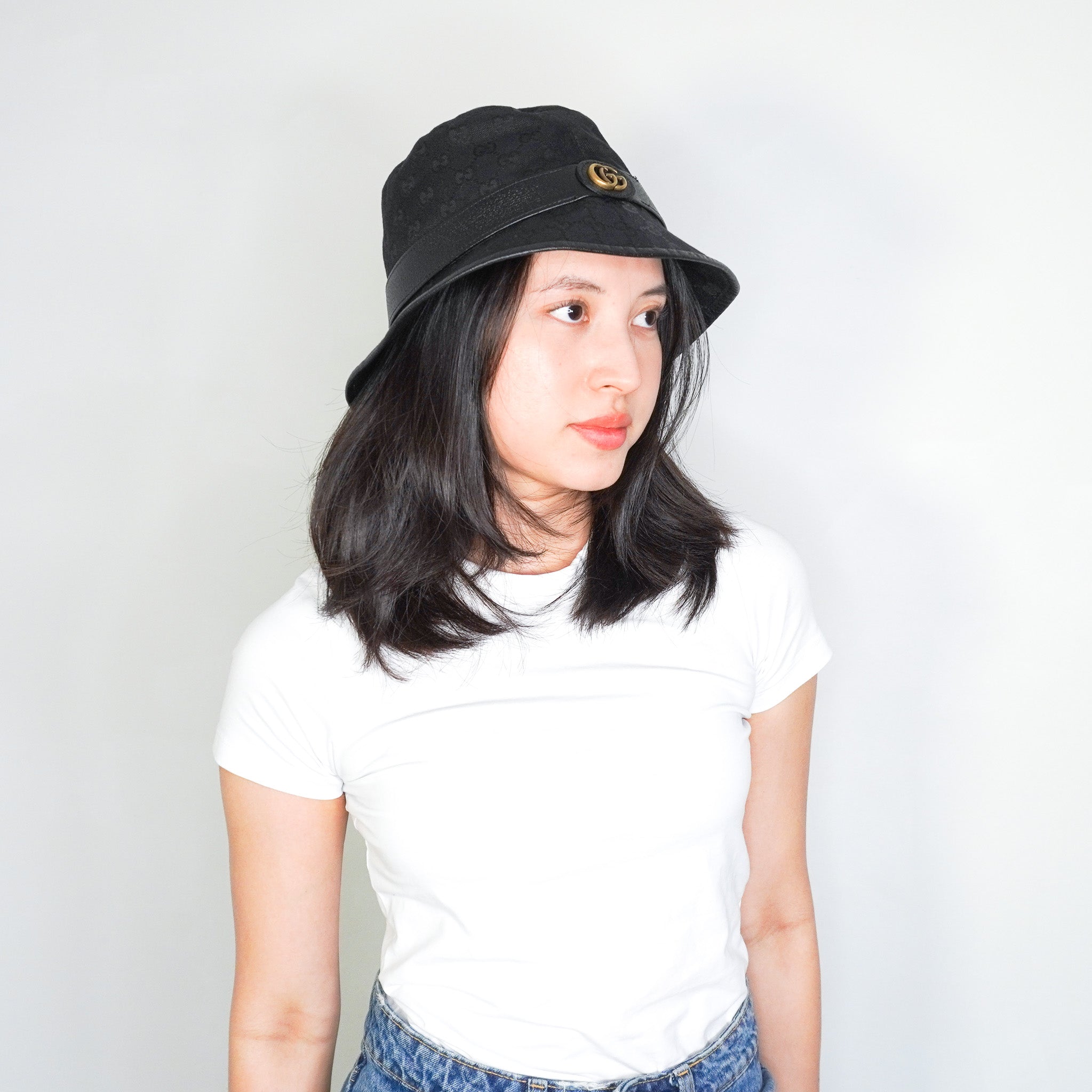 NEW Gucci GG Monogram Jago Canvas Bucket Hat in Black RRP £345 | Authentic Preloved FINAL SALE