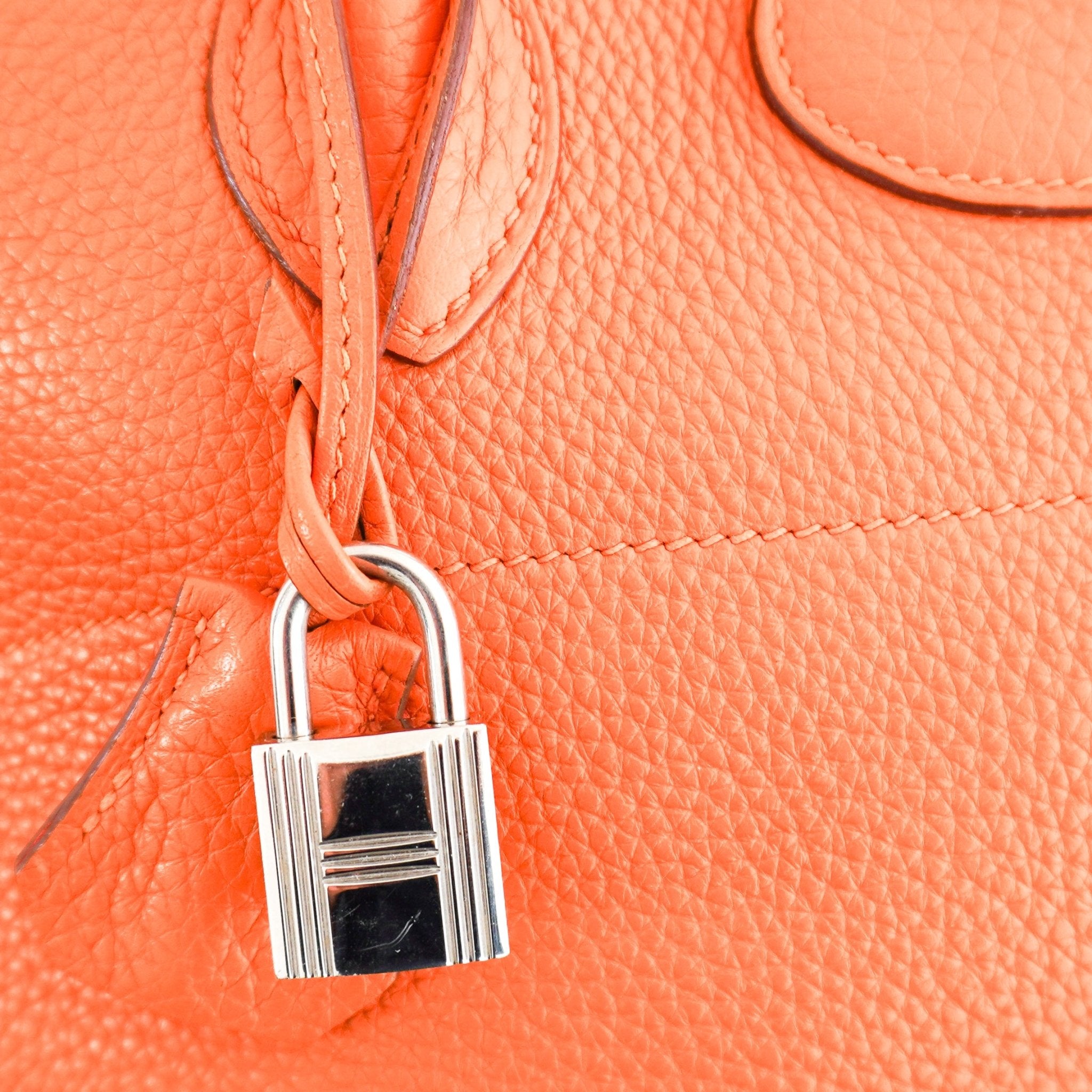 Hermès Orange Bolide 31 Bag in Togo leather and Palladium Hardware | Authentic Preloved - Reloved Again