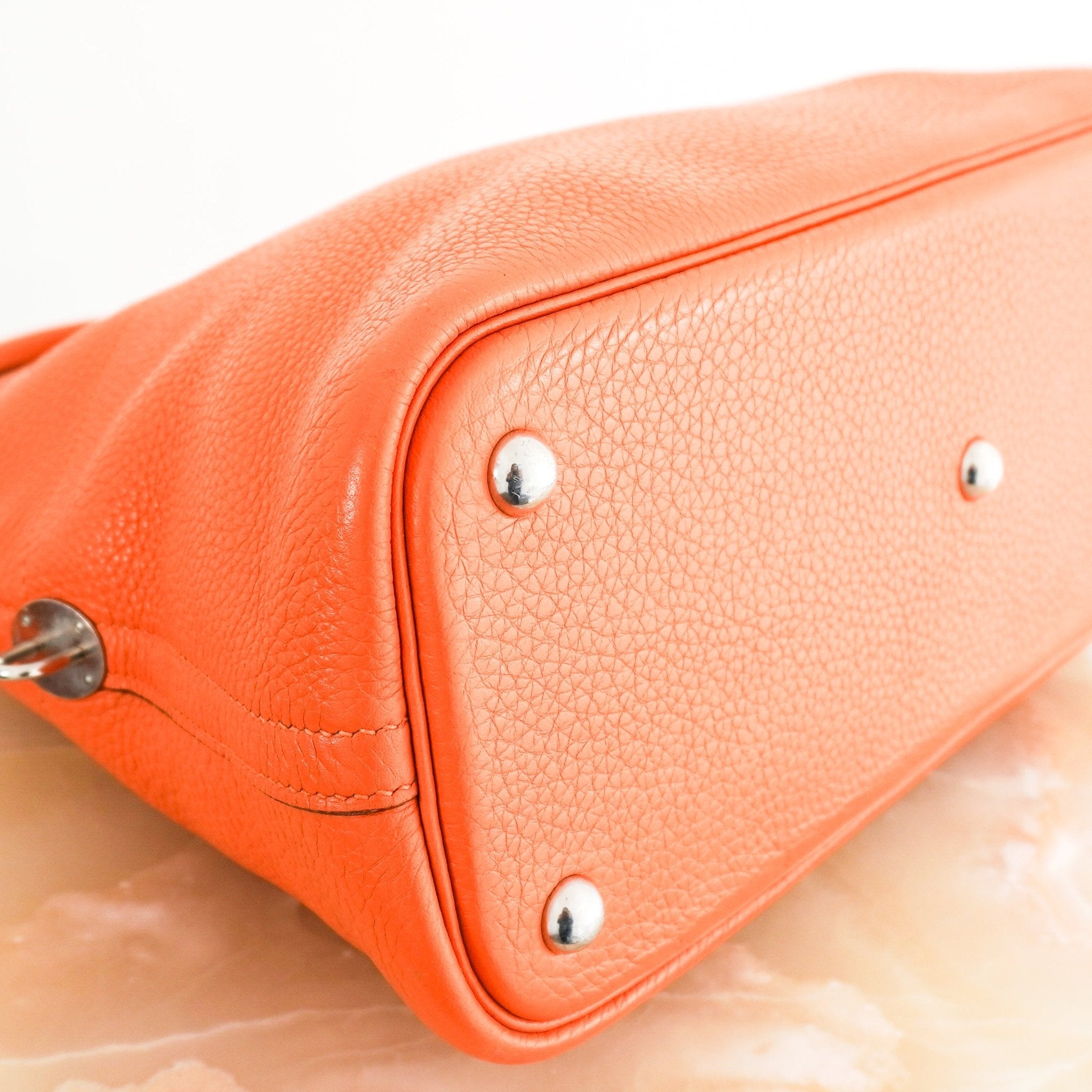 Hermès Orange Bolide 31 Bag in Togo leather and Palladium Hardware | Authentic Preloved - Reloved Again