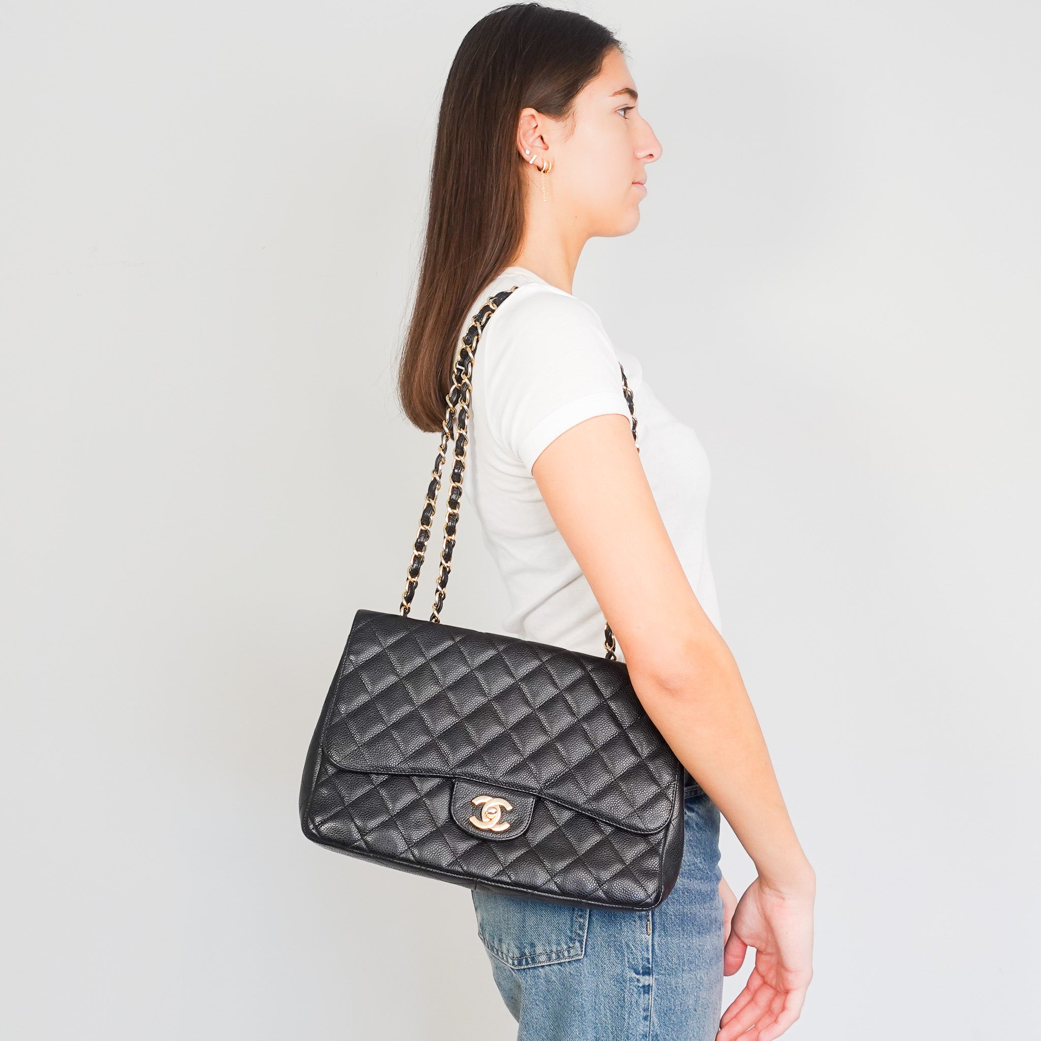 Chanel Jumbo Caviar Classic Single Flap Bag RRP £9500 | Authentic Preloved - Reloved Again