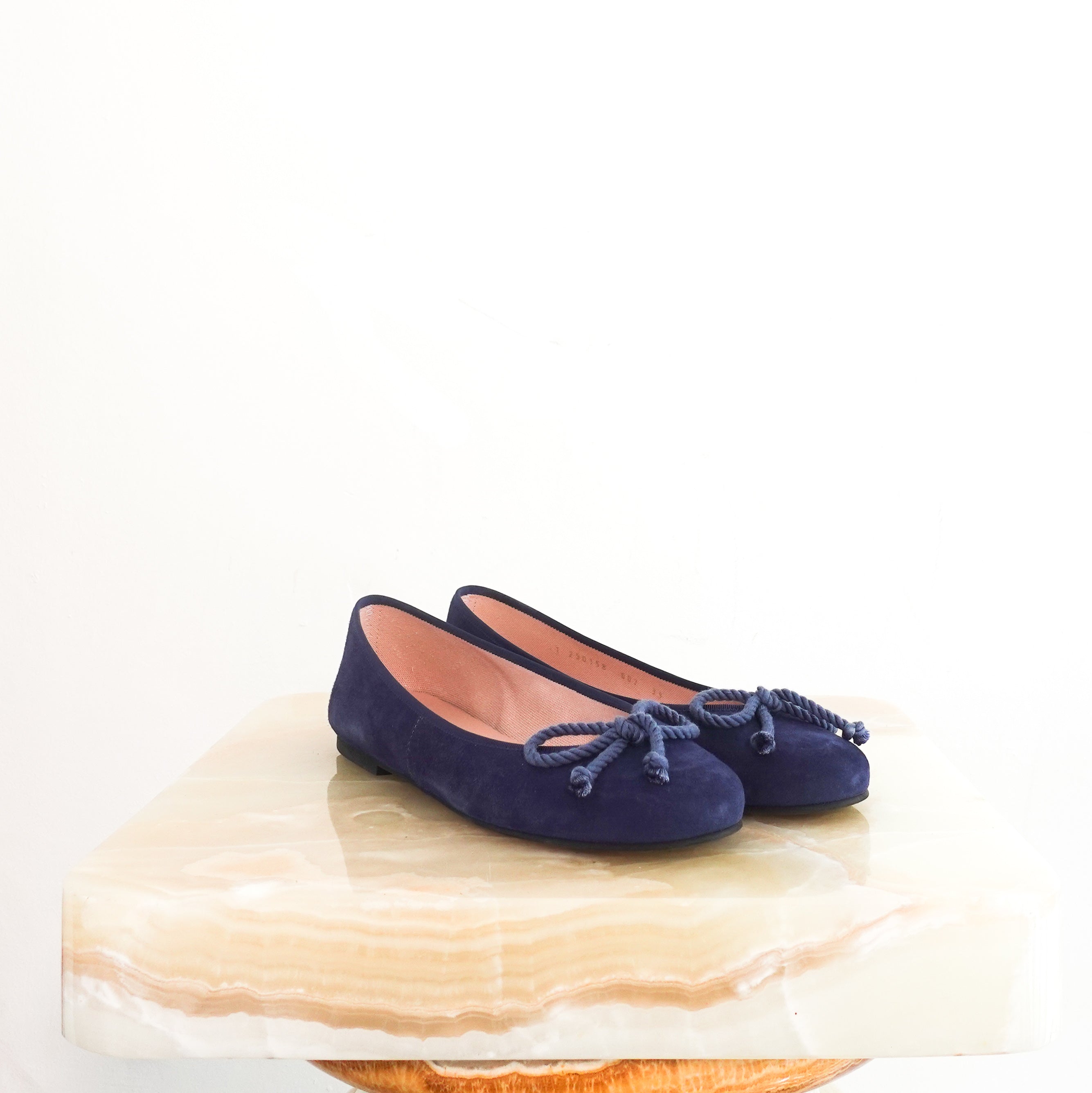 Blue suede ballet pumps RRP £150