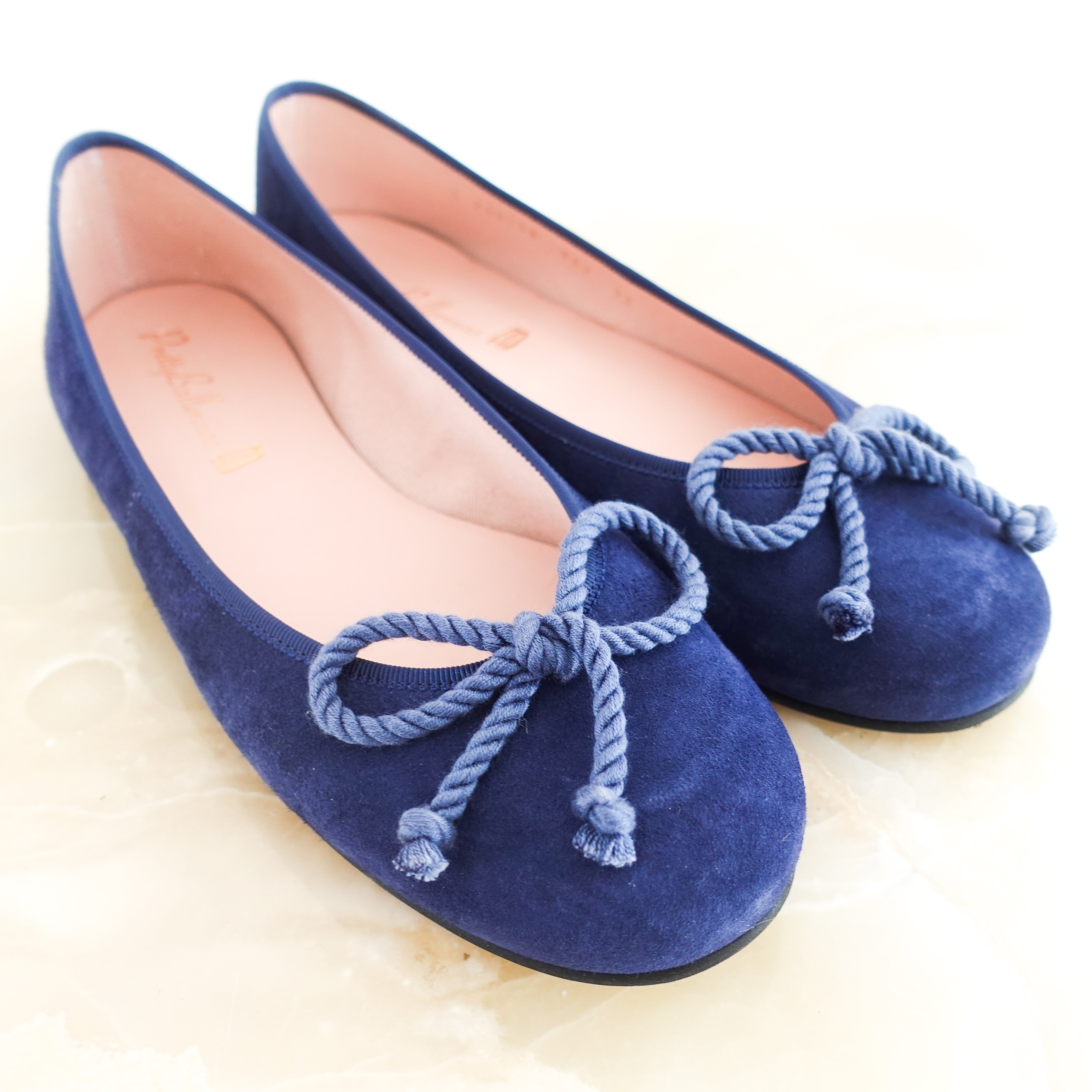 Blue suede ballet pumps RRP £150