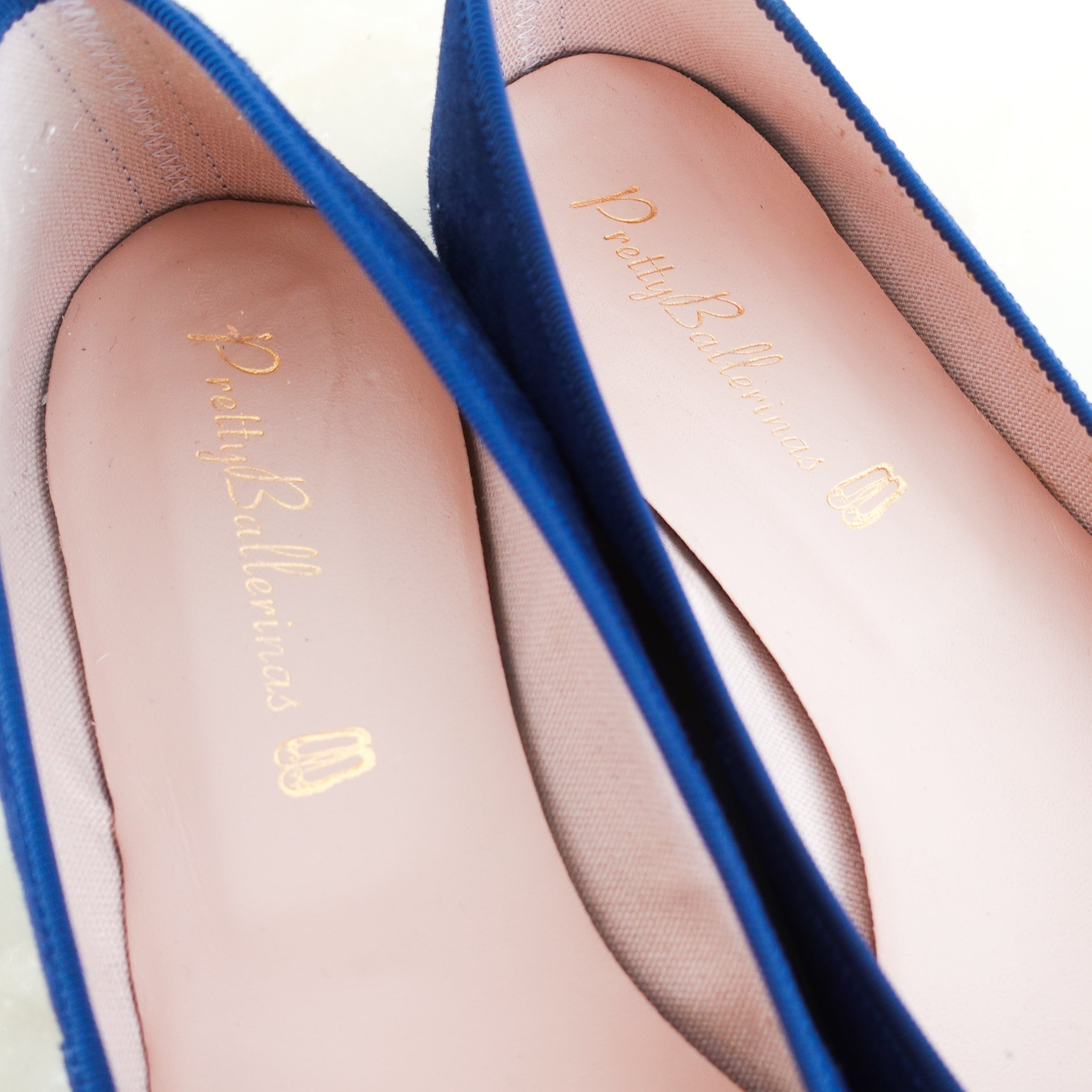 Blue suede ballet pumps RRP £150