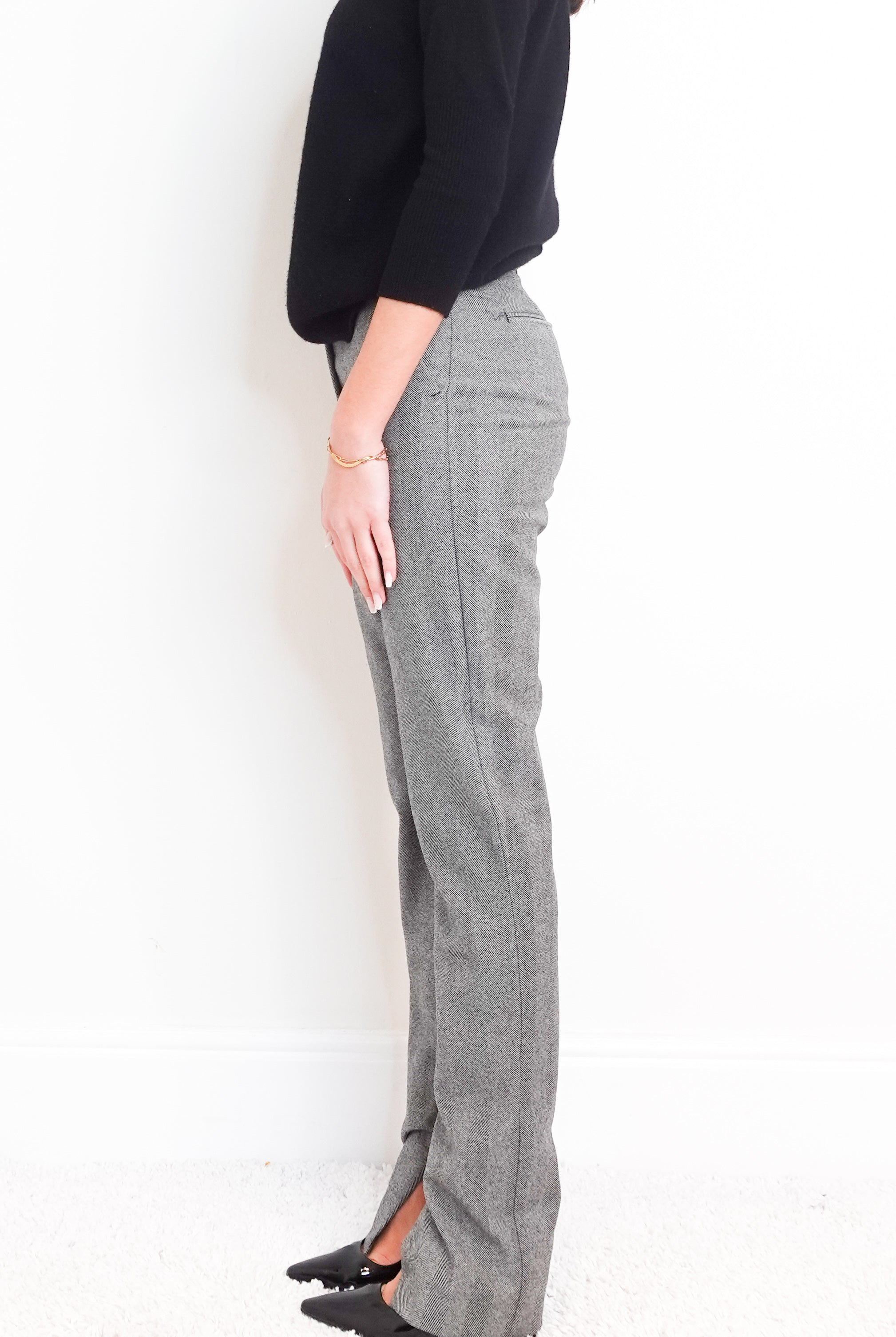 Wool Herringbone trousers RRP £290