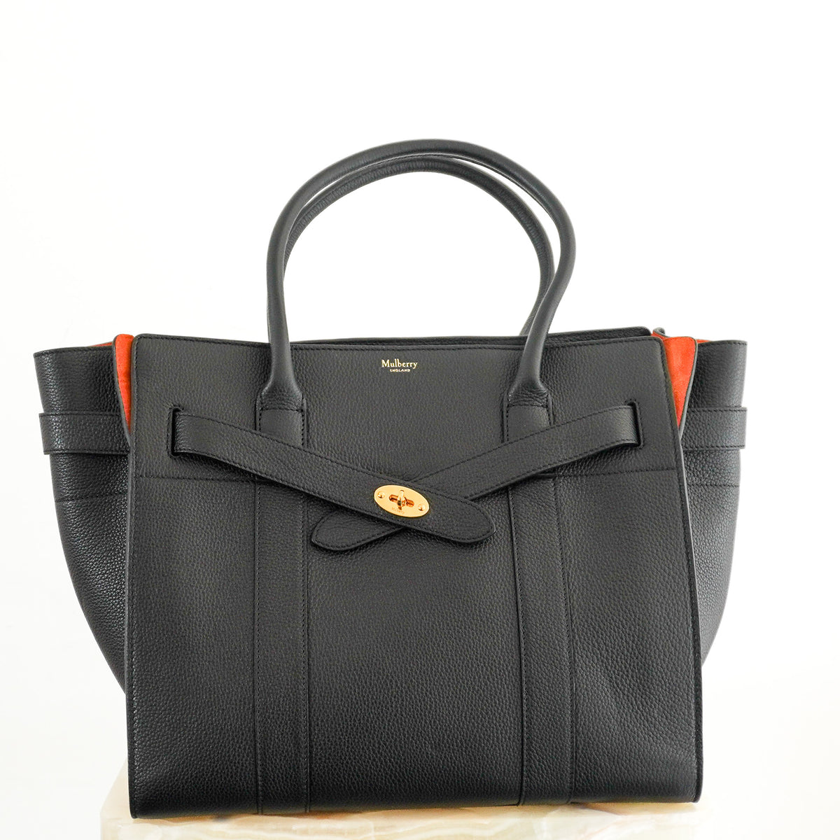 Mulberry Zipped Bayswater Black with Orange Suede Interior (RRP £1350) | Authentic Preloved