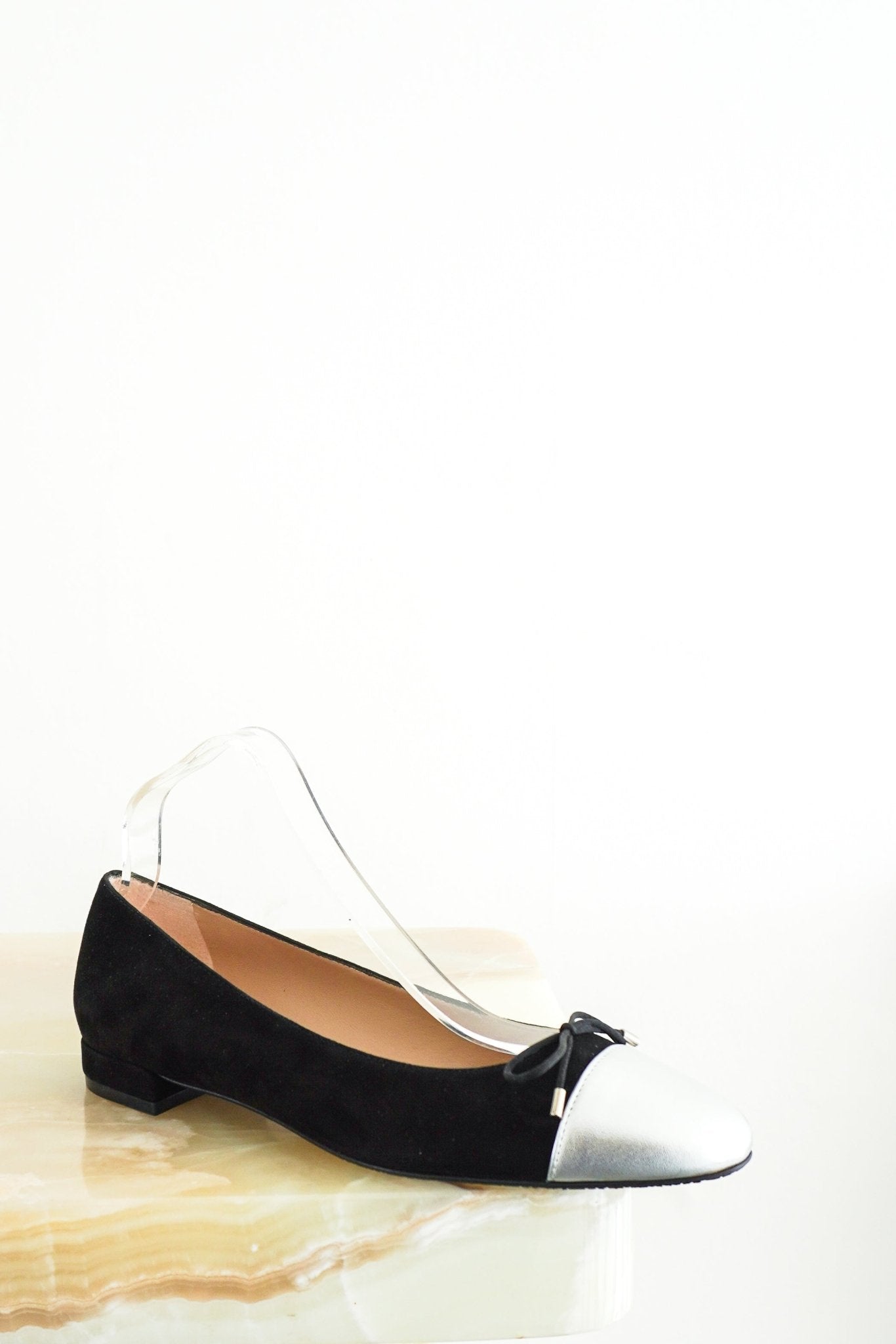 NEW Stuart Weitzman Black Sleek Bow Ballet Flats RRP £128 | Authentic Preloved - Reloved Again