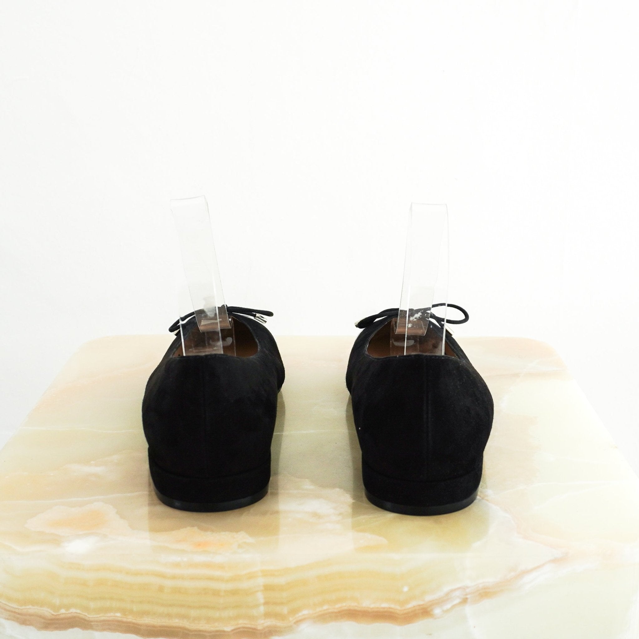 NEW Stuart Weitzman Black Sleek Bow Ballet Flats RRP £128 | Authentic Preloved - Reloved Again