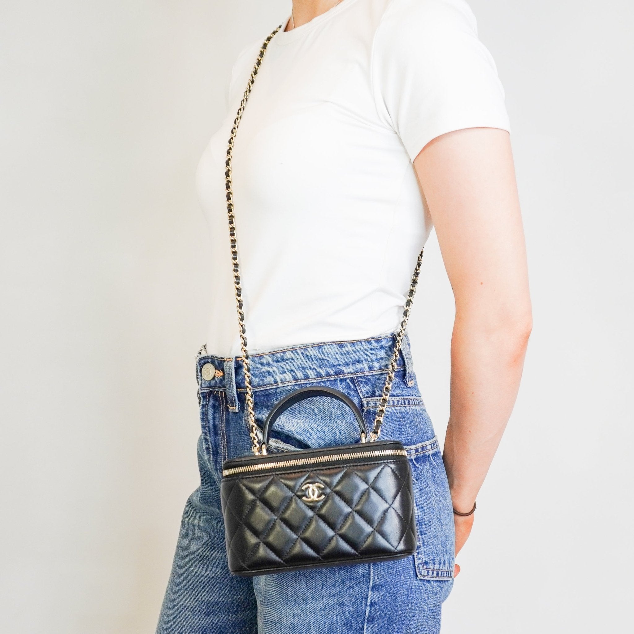 Chanel Black Quilted Vanity Case in Lambskin (RRP £3500) | Authentic Preloved - Reloved Again