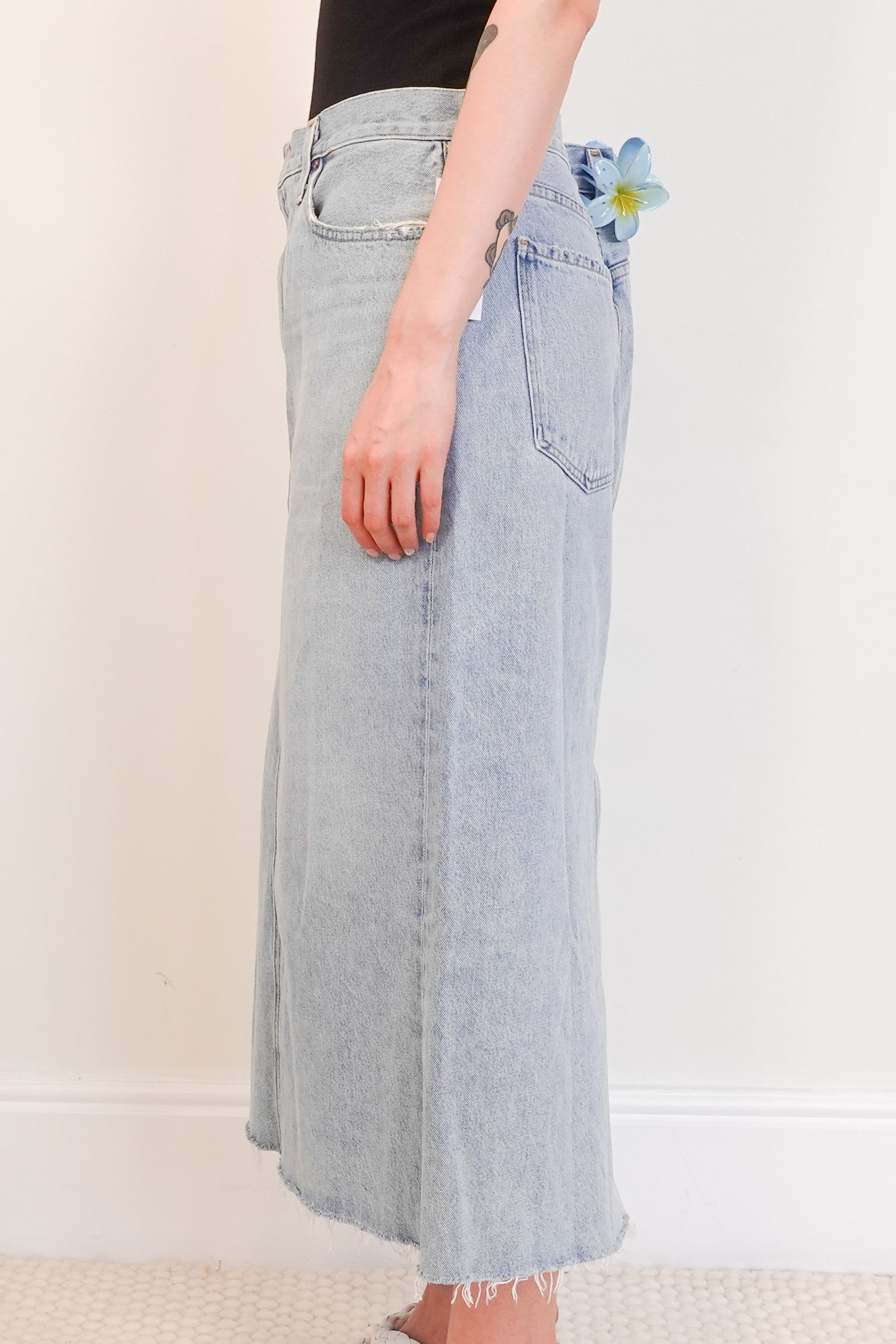 Light wash denim midi skirt RRP £255