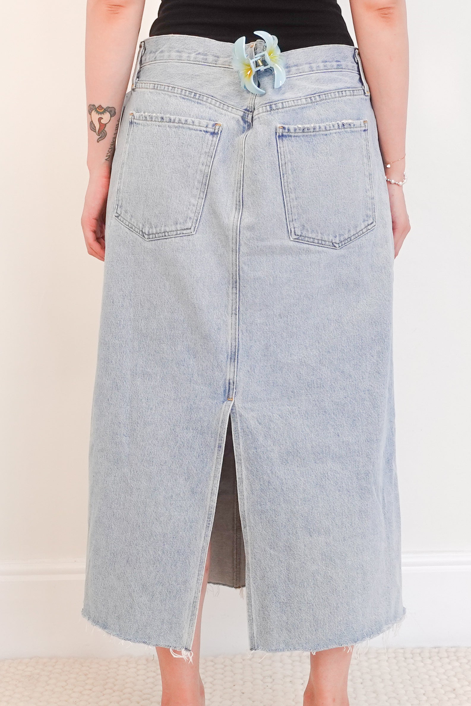 Light wash denim midi skirt RRP £255