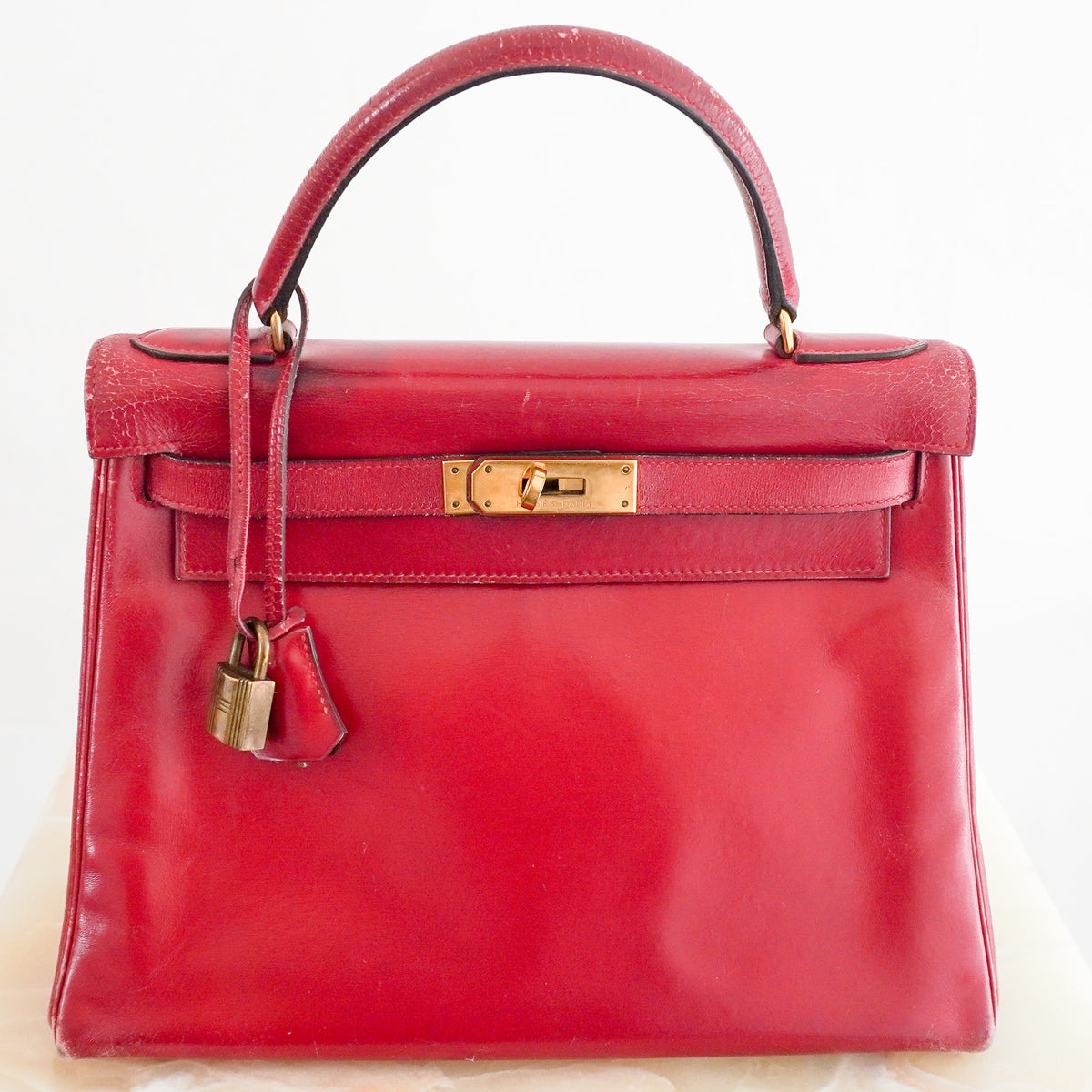Hermes Kelly 28 Box Leather Rouge 1982 (RRP £13,000 ) | Authentic Preloved