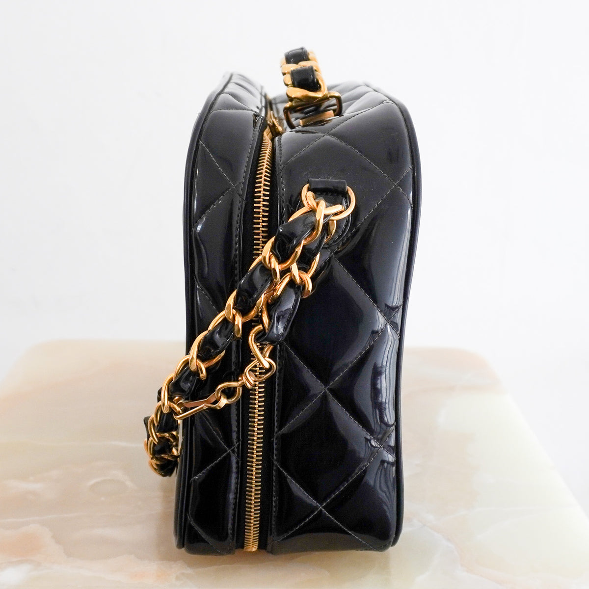 Chanel Vintage Quilted Patent Cube Vanity Bag (RRP £4500) | Authentic Preloved