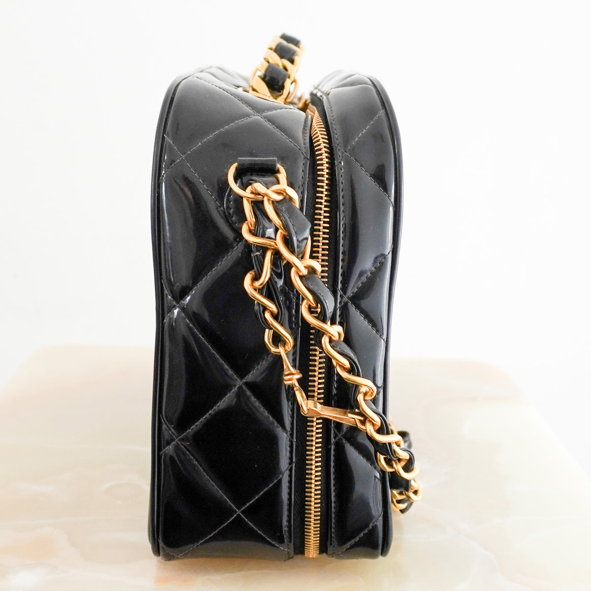 Chanel Vintage Quilted Patent Cube Vanity Bag (RRP £4500) | Authentic Preloved