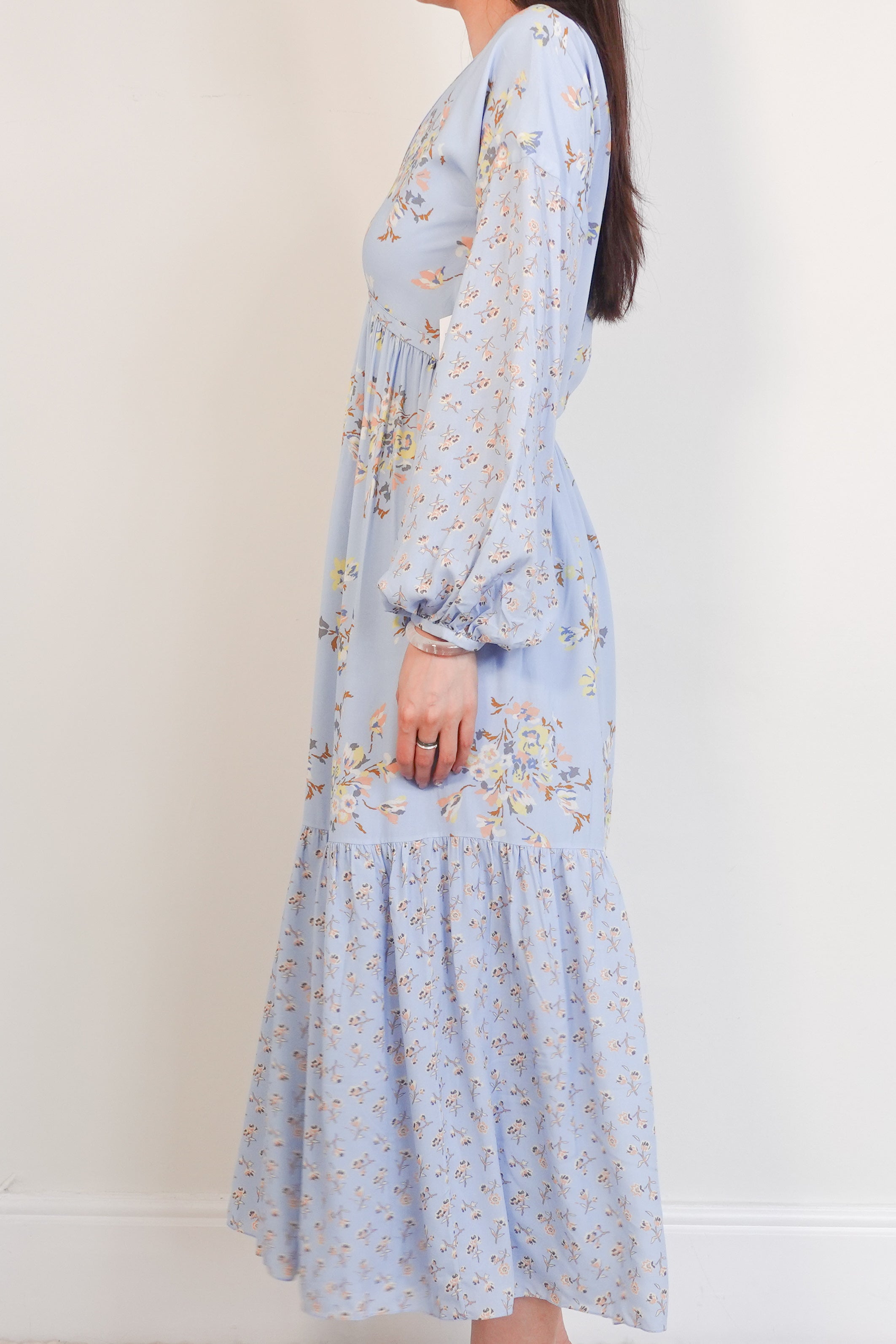 Light blue floral midi dress RRP £300