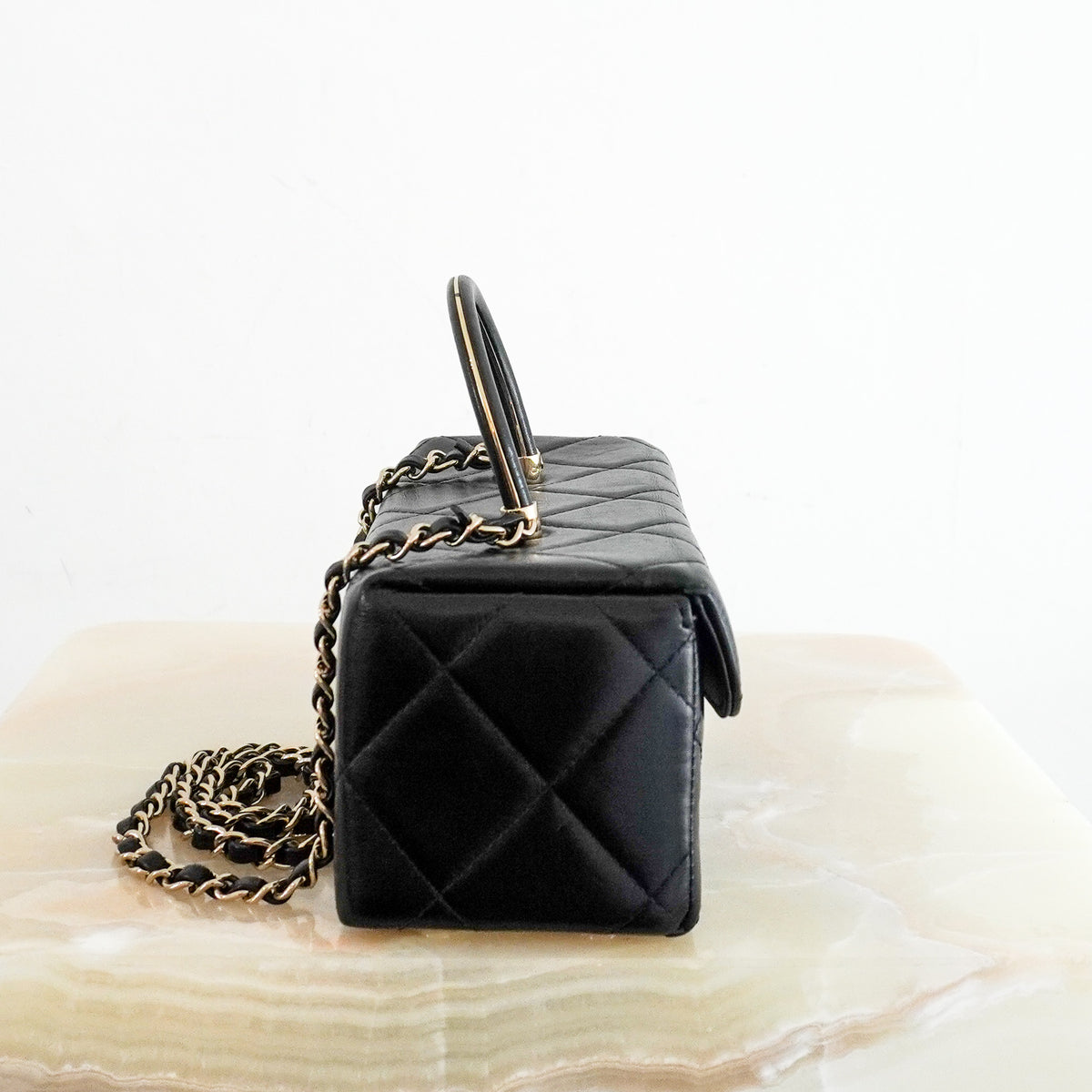 Chanel Shiny Calfskin Quilted Top Handle Vanity Box Bag | Authentic Preloved - Reloved Again