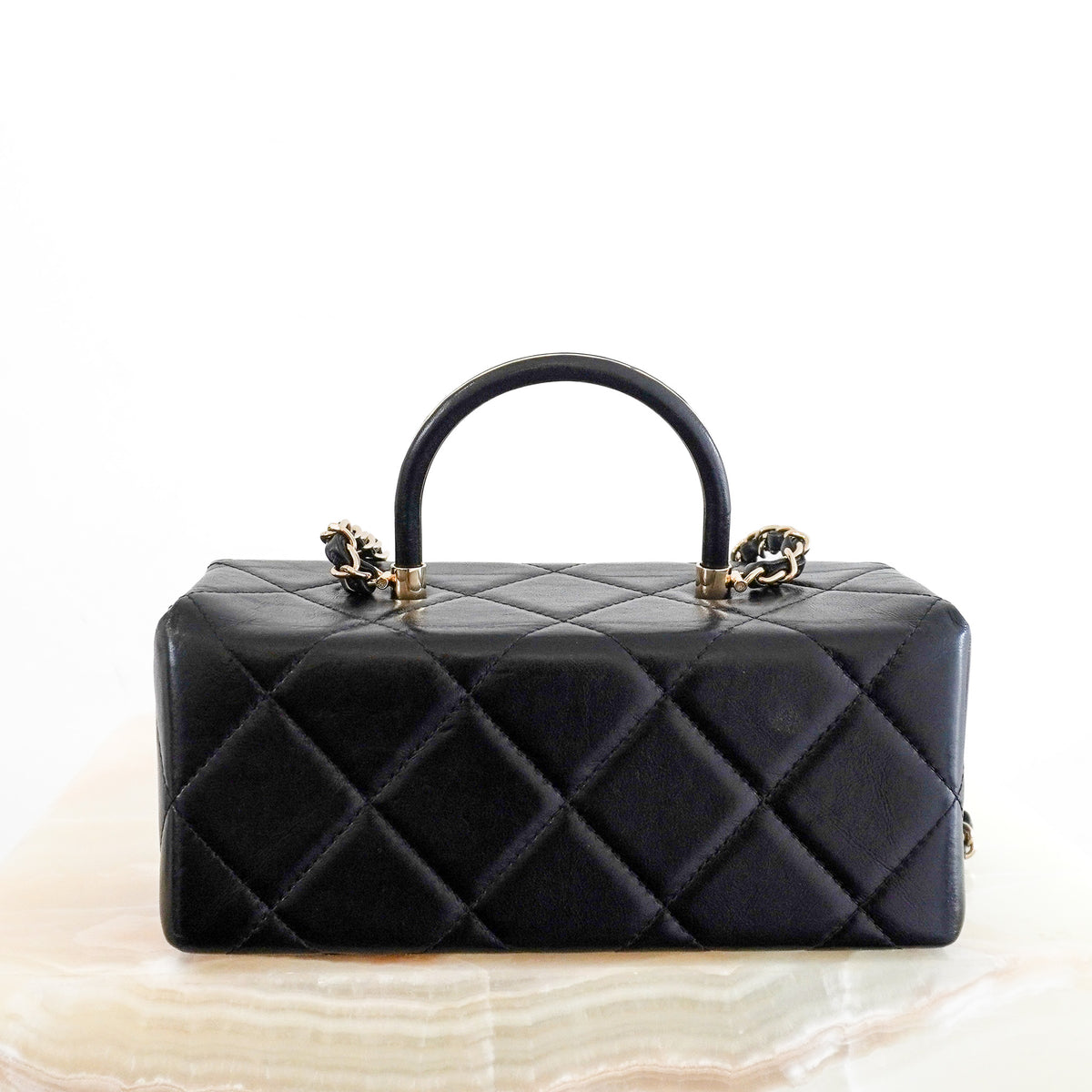 Chanel Shiny Calfskin Quilted Top Handle Vanity Box Bag | Authentic Preloved - Reloved Again