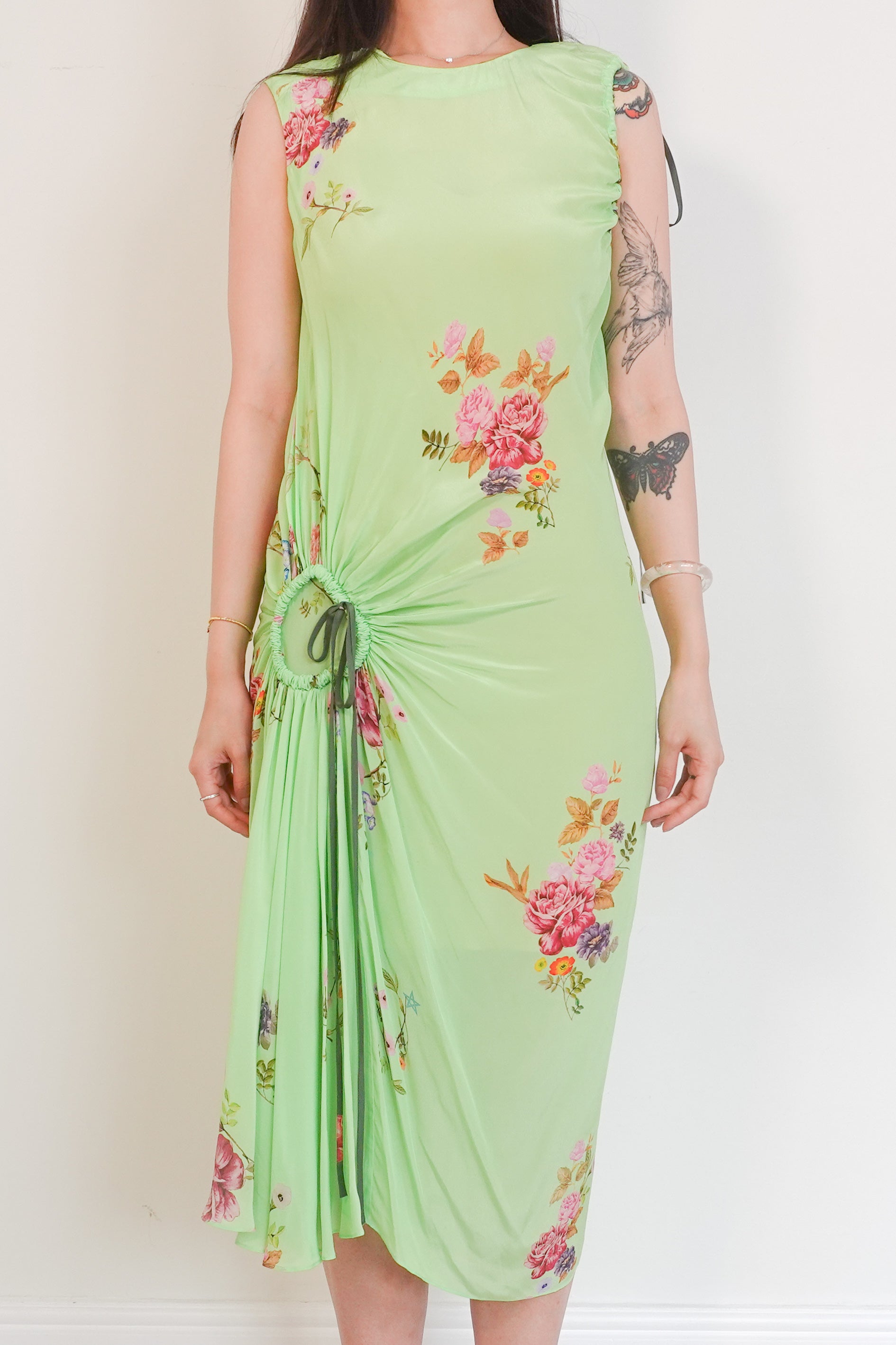 Midi Dress Studio By Preen Green Dress Preen Green Floral Midi