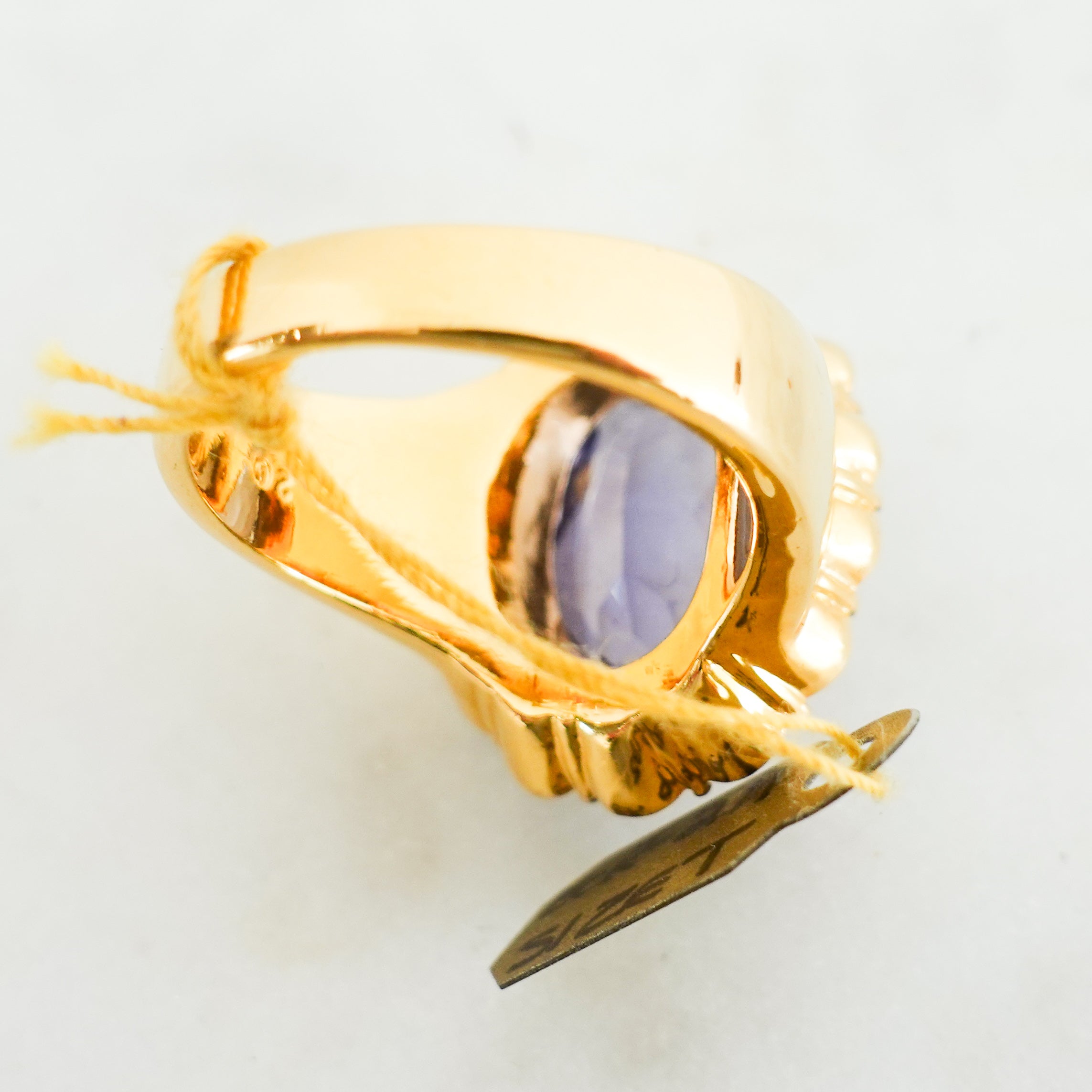 Gold plated Purple ring with colourless crystals