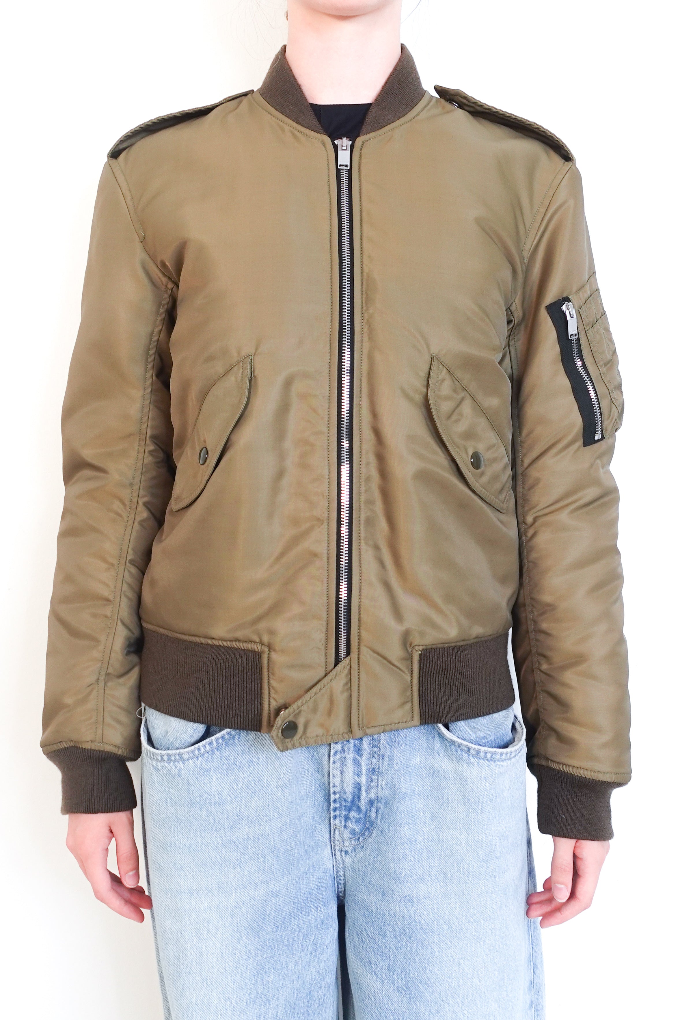 Khaki nylon bomber jacket RRP £2k