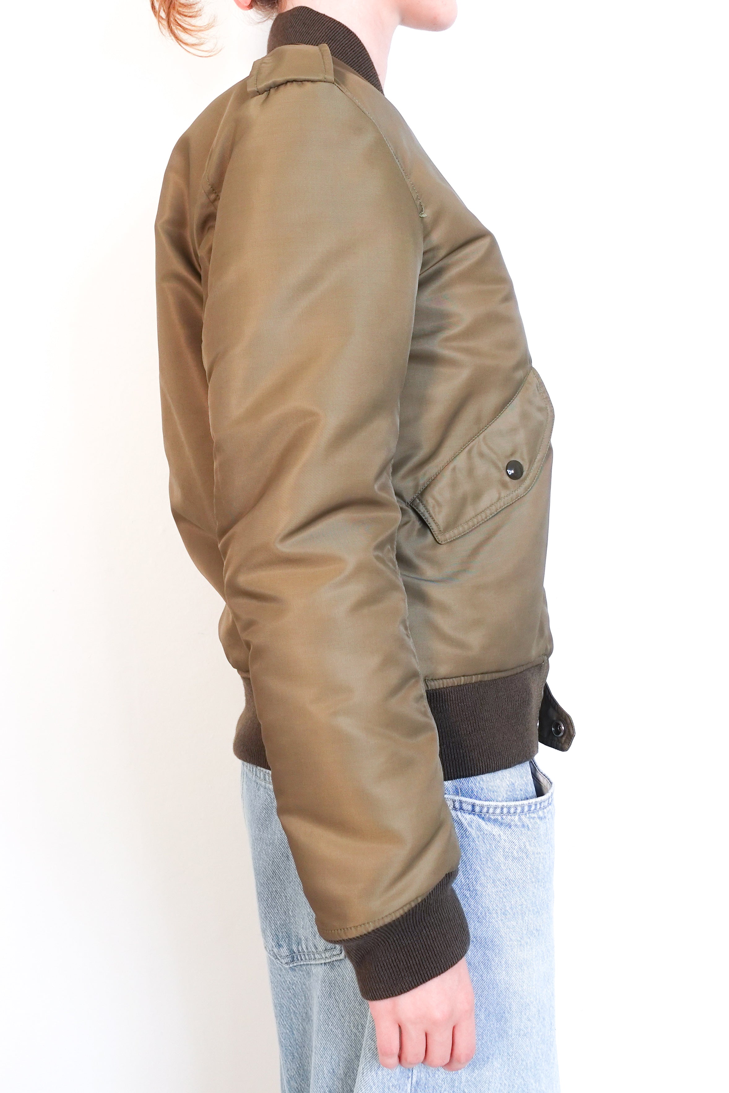 Khaki nylon bomber jacket RRP £2k