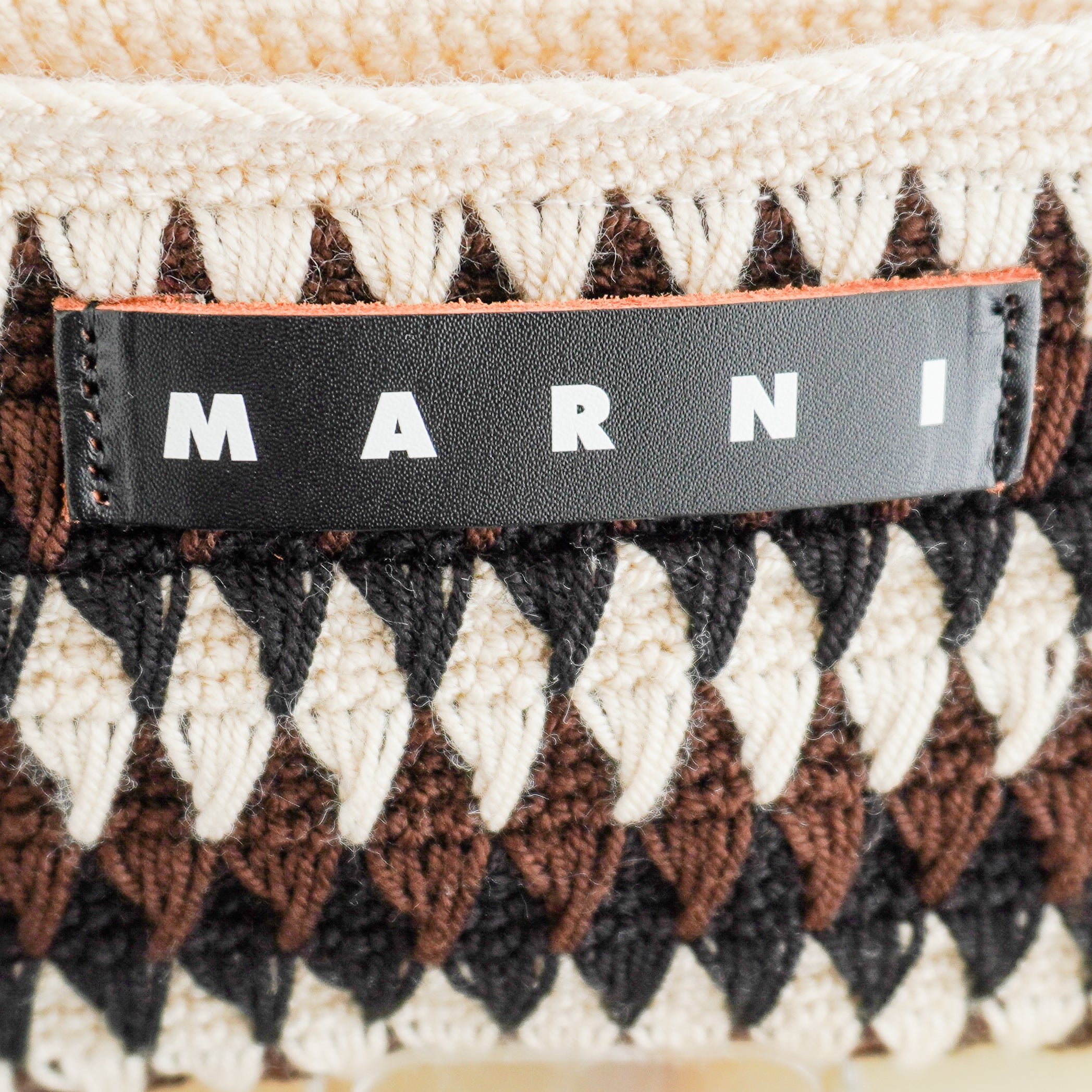 NEW Marni Market Crochet Pochette Set in Coffee (RRP £370) | Authentic Preloved