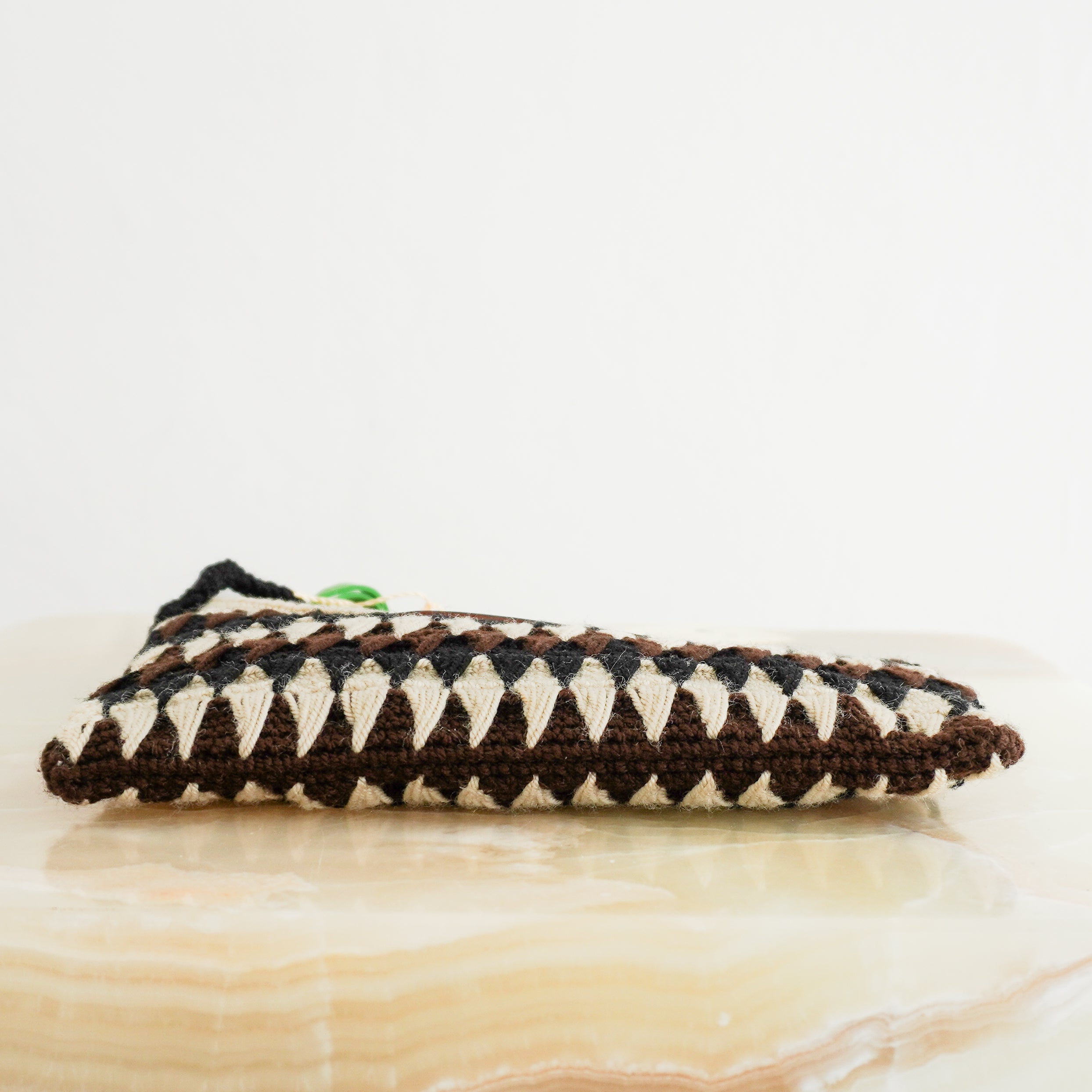 NEW Marni Market Crochet Pochette Set in Coffee (RRP £370) | Authentic Preloved