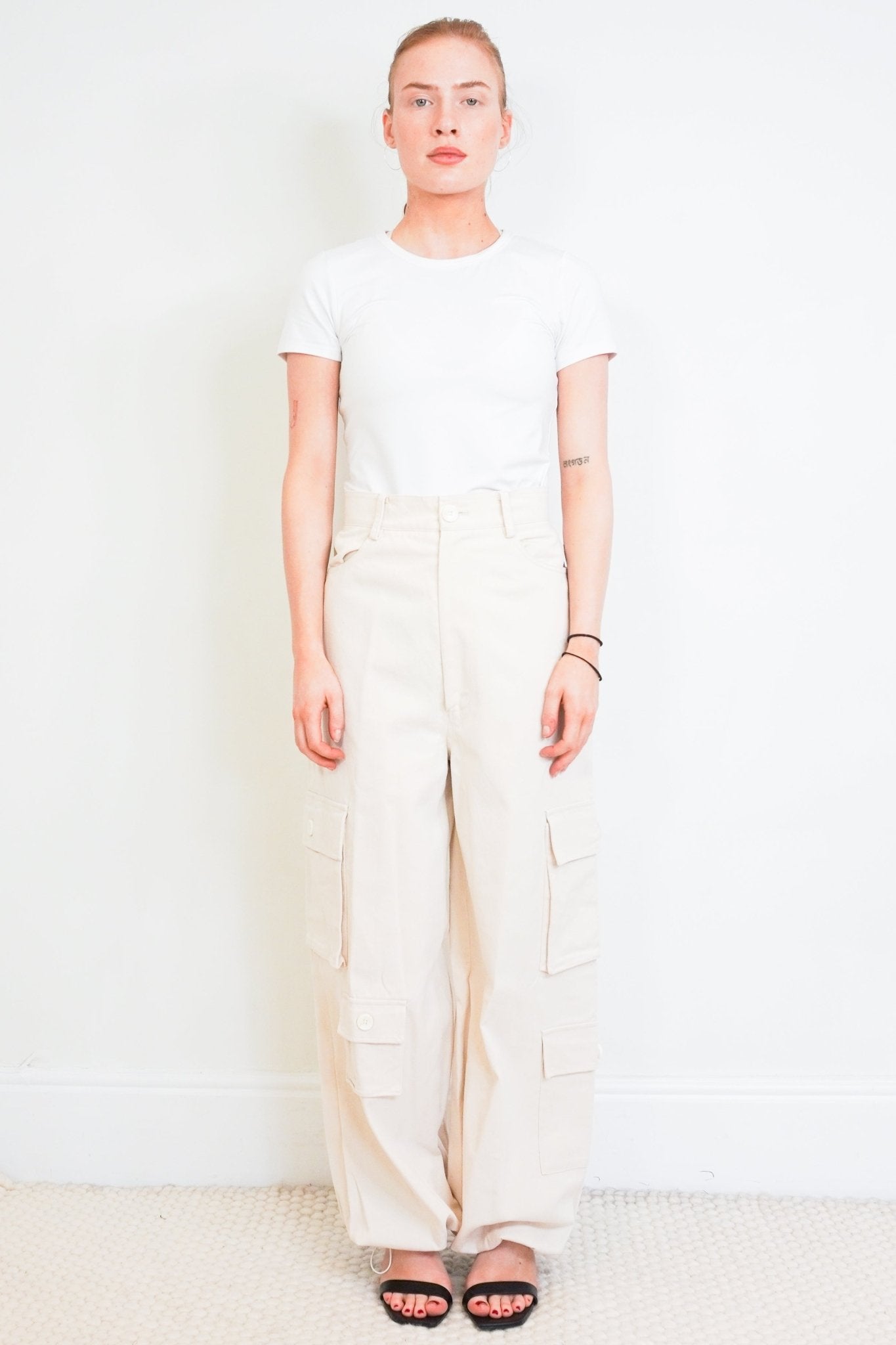 The Frankie Shop Cream Cotton Cargo Trousers RRP £200 | Authentic Preloved - Reloved Again