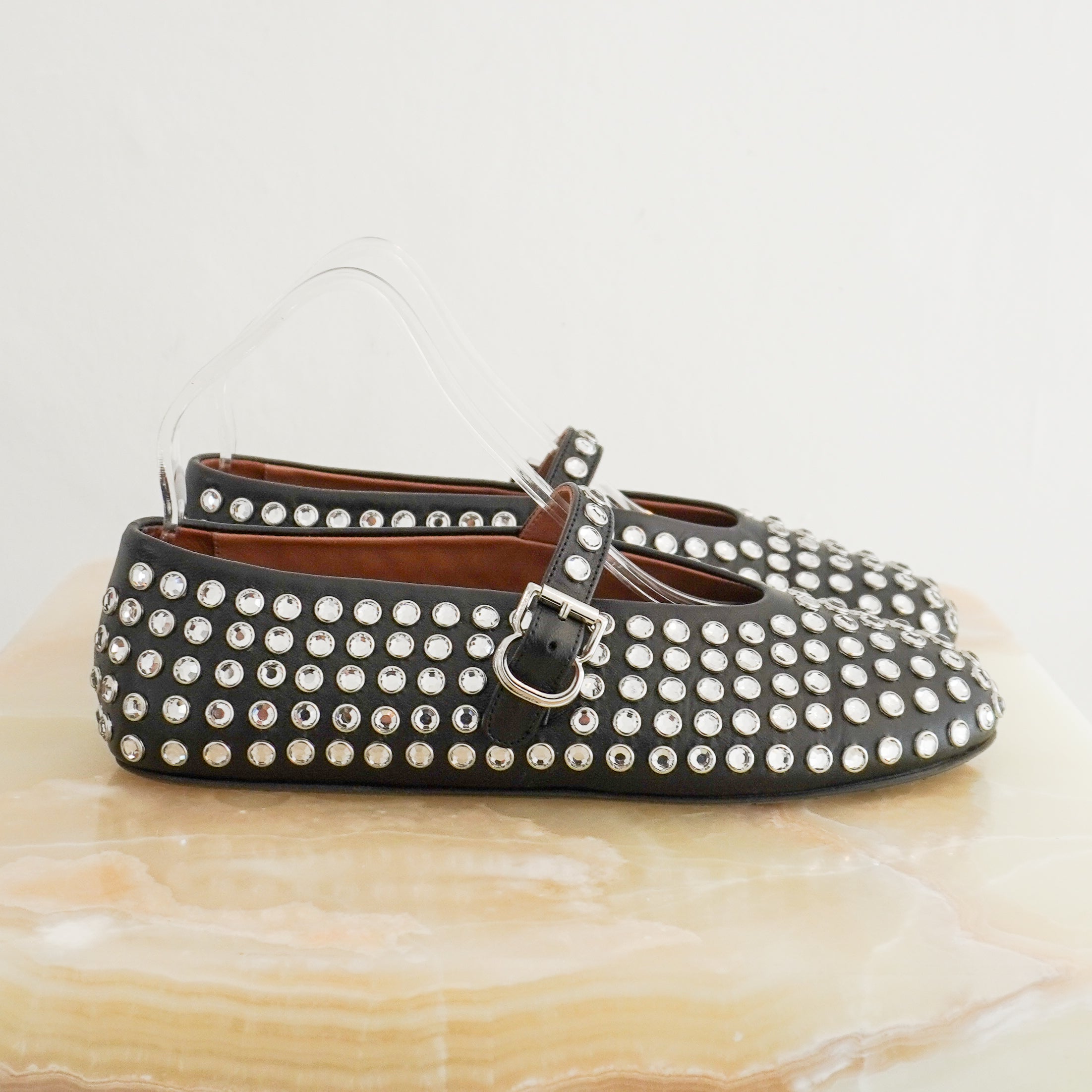ALAIA Strass Ballet Flats in Black (RRP £950) | Authentic Preloved
