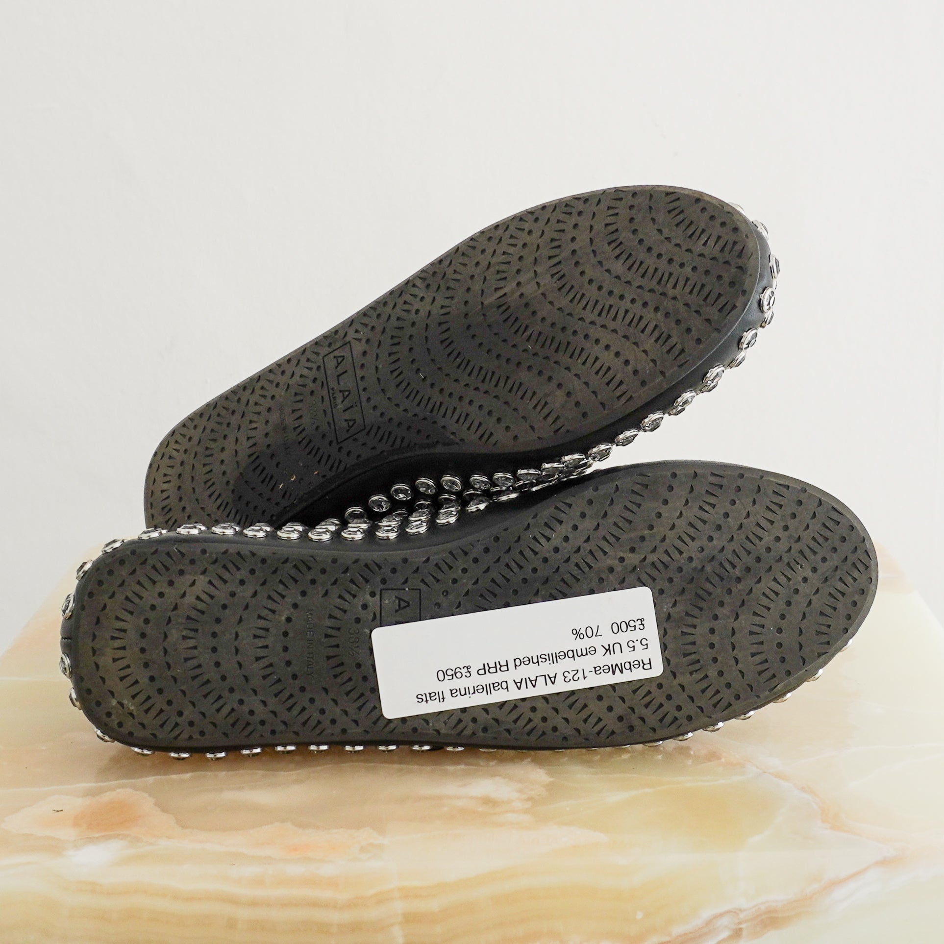 ALAIA Strass Ballet Flats in Black (RRP £950) | Authentic Preloved