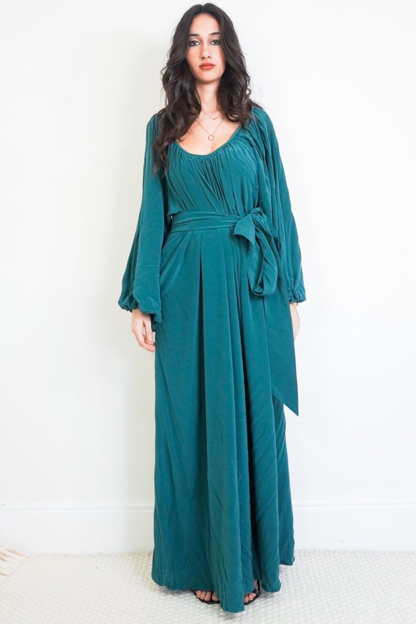 Kalita Teal Silk Maxi Dress RRP £700 | Authentic Preloved - Reloved Again