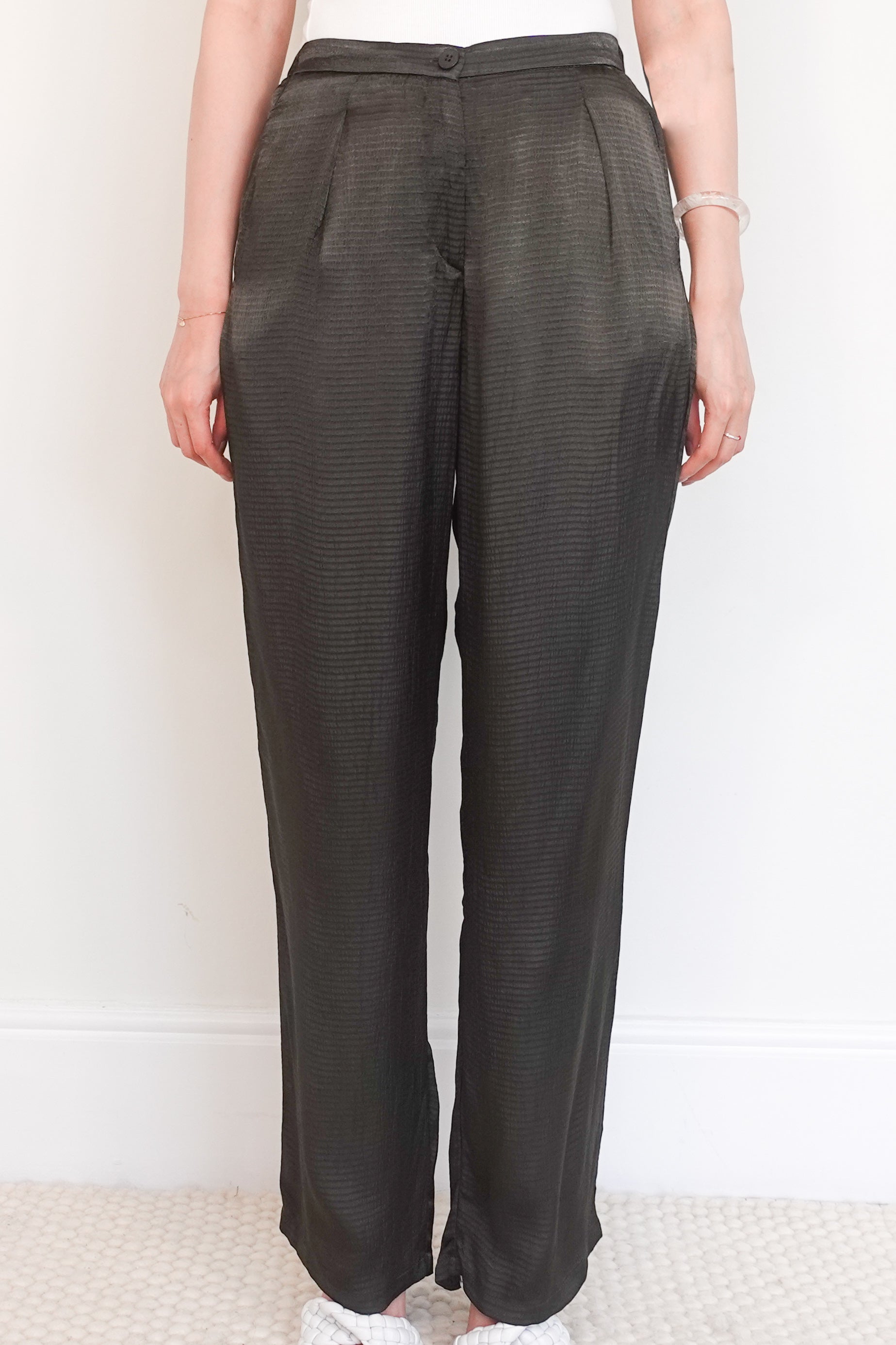 Forest green wide leg trousers RRP £130