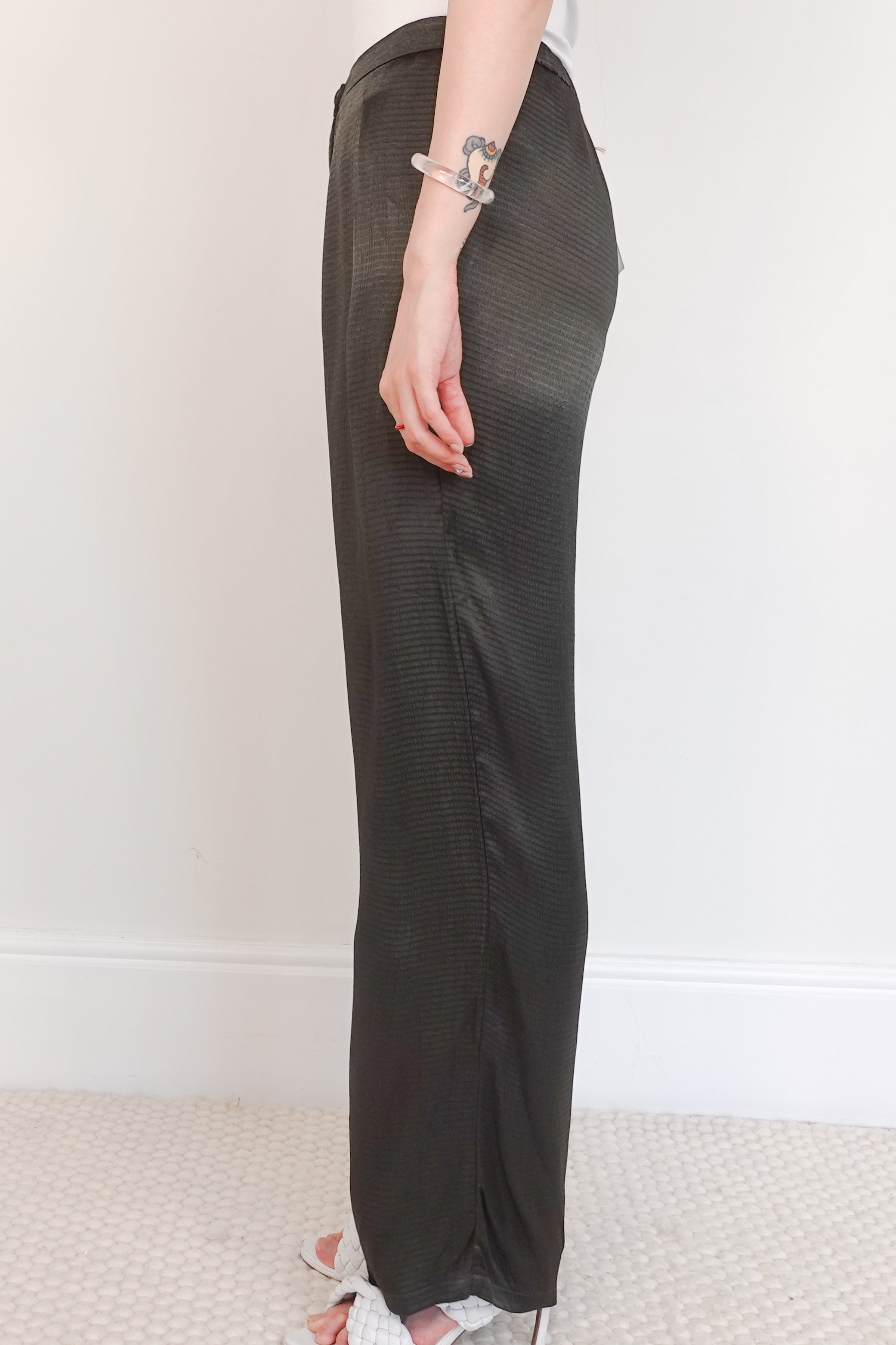 Forest green wide leg trousers RRP £130