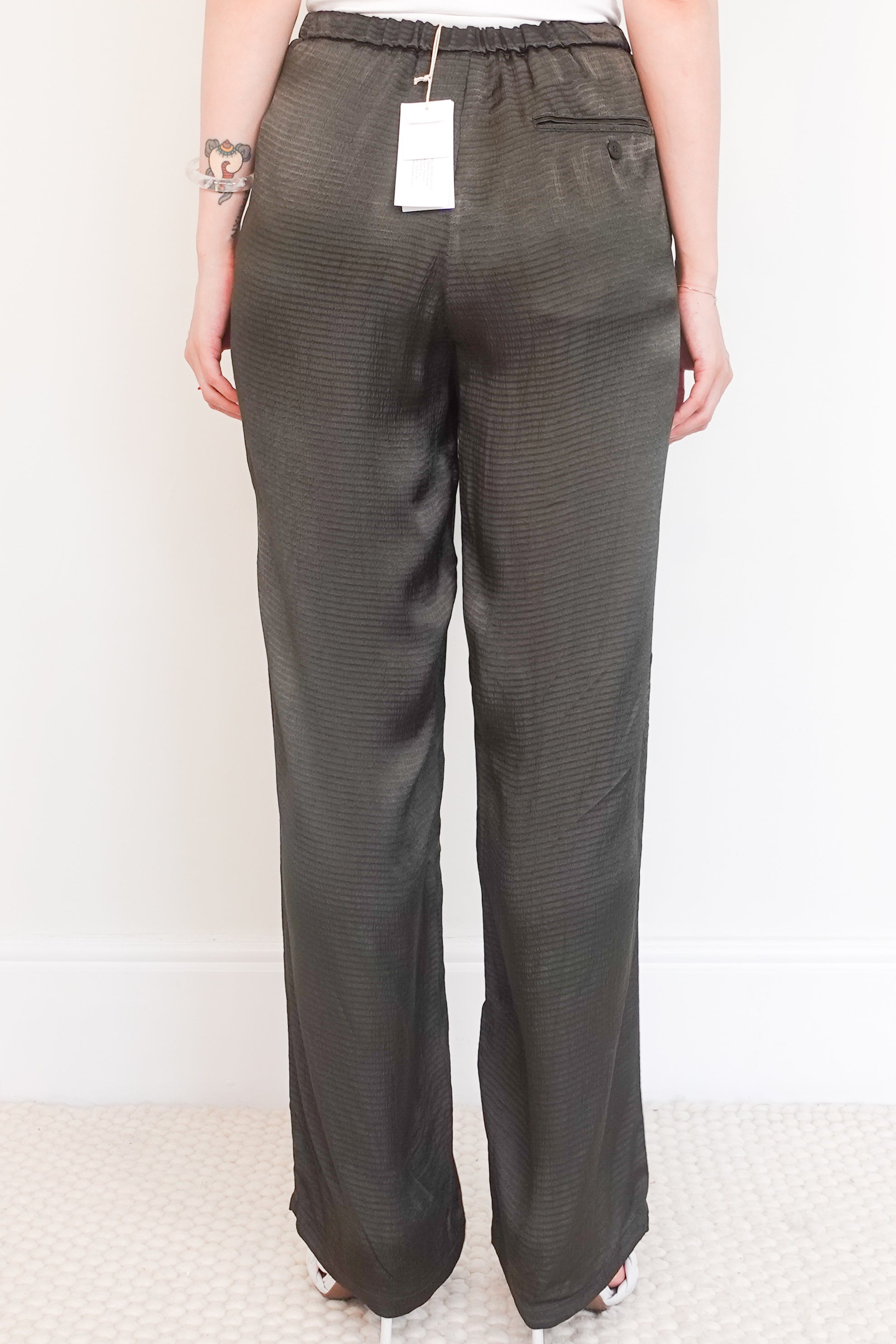 Forest green wide leg trousers RRP £130