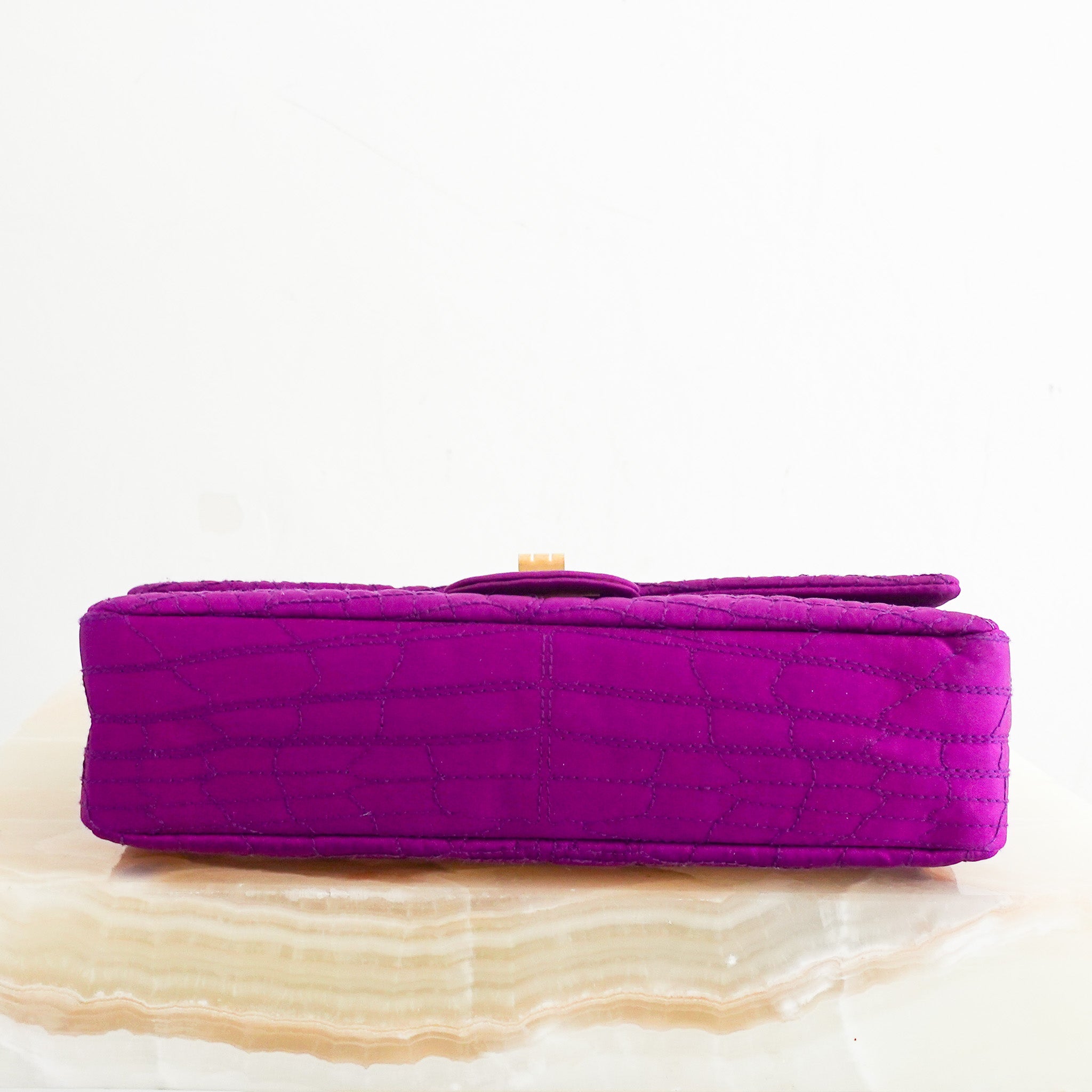 Purple satin reissue 2.55 flap bag RRP £4.5k