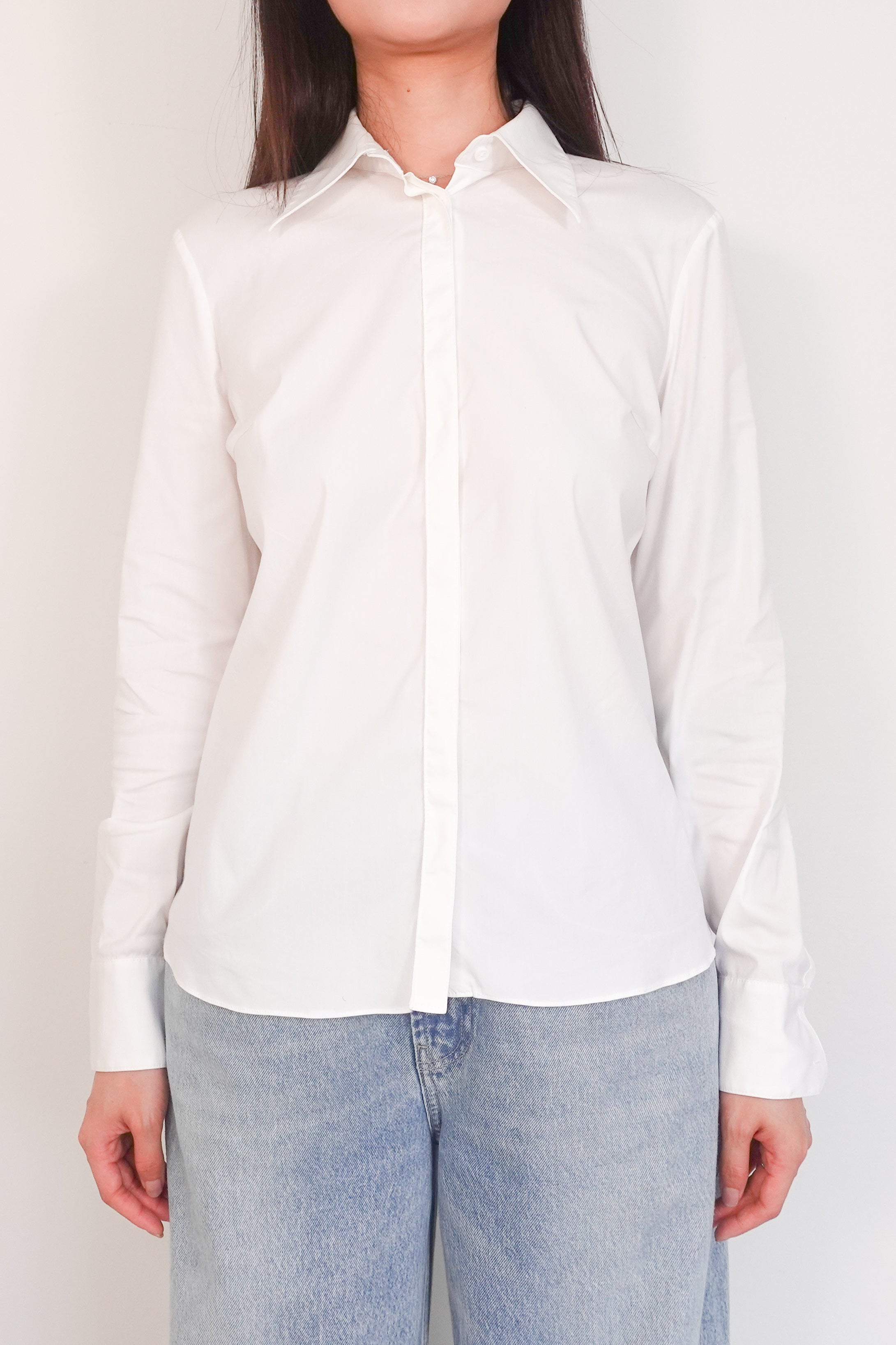 White cotton blend top