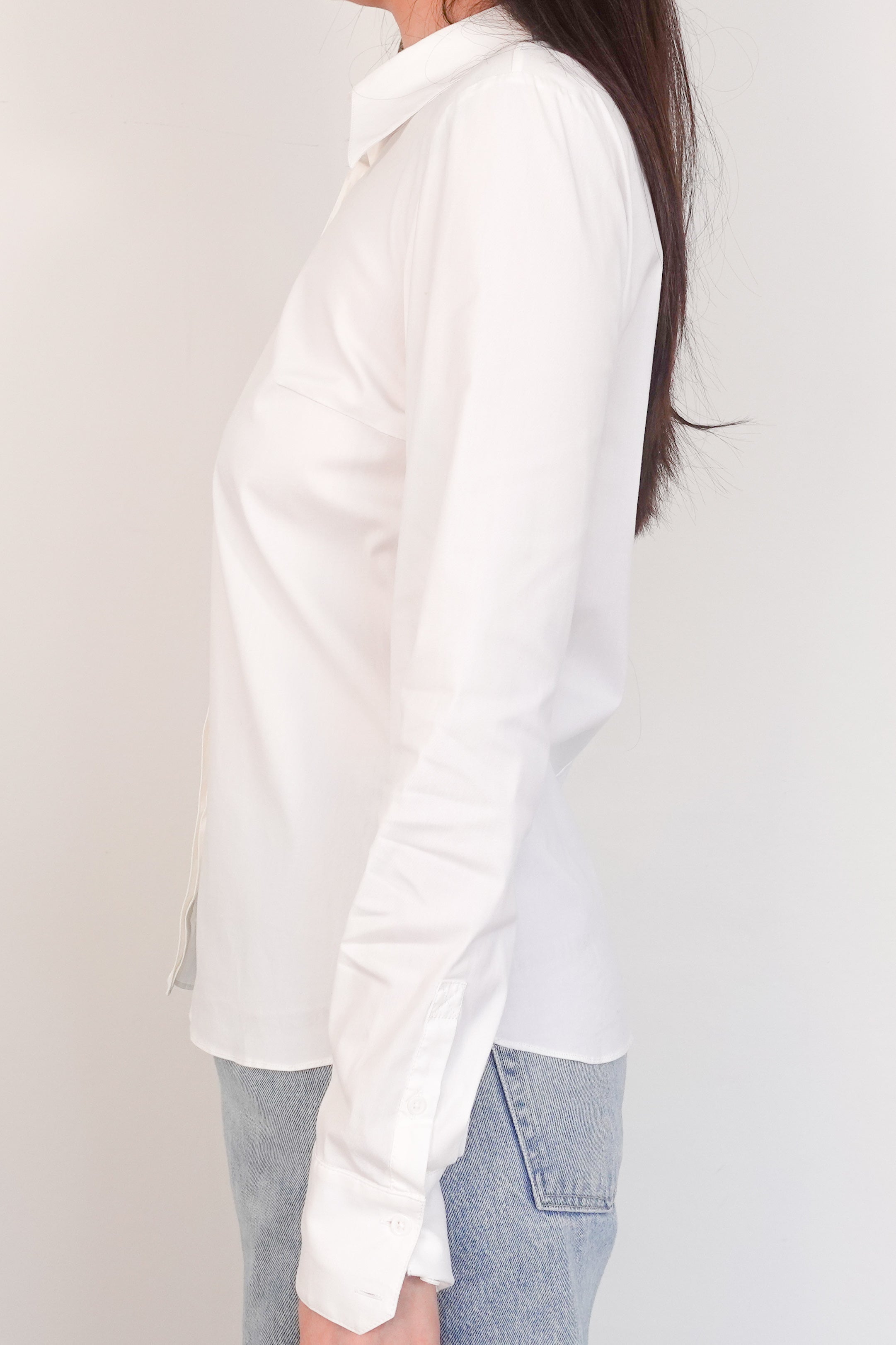 White cotton blend top