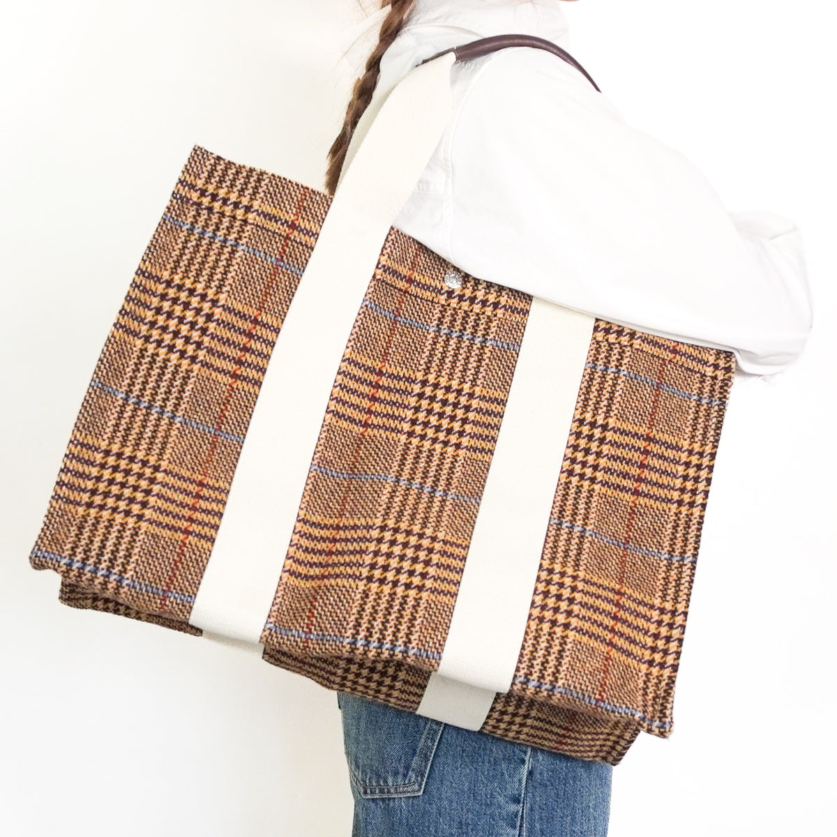Rue de Verneuil Checked Wool Tote Bag (RRP £950) | Authentic Preloved