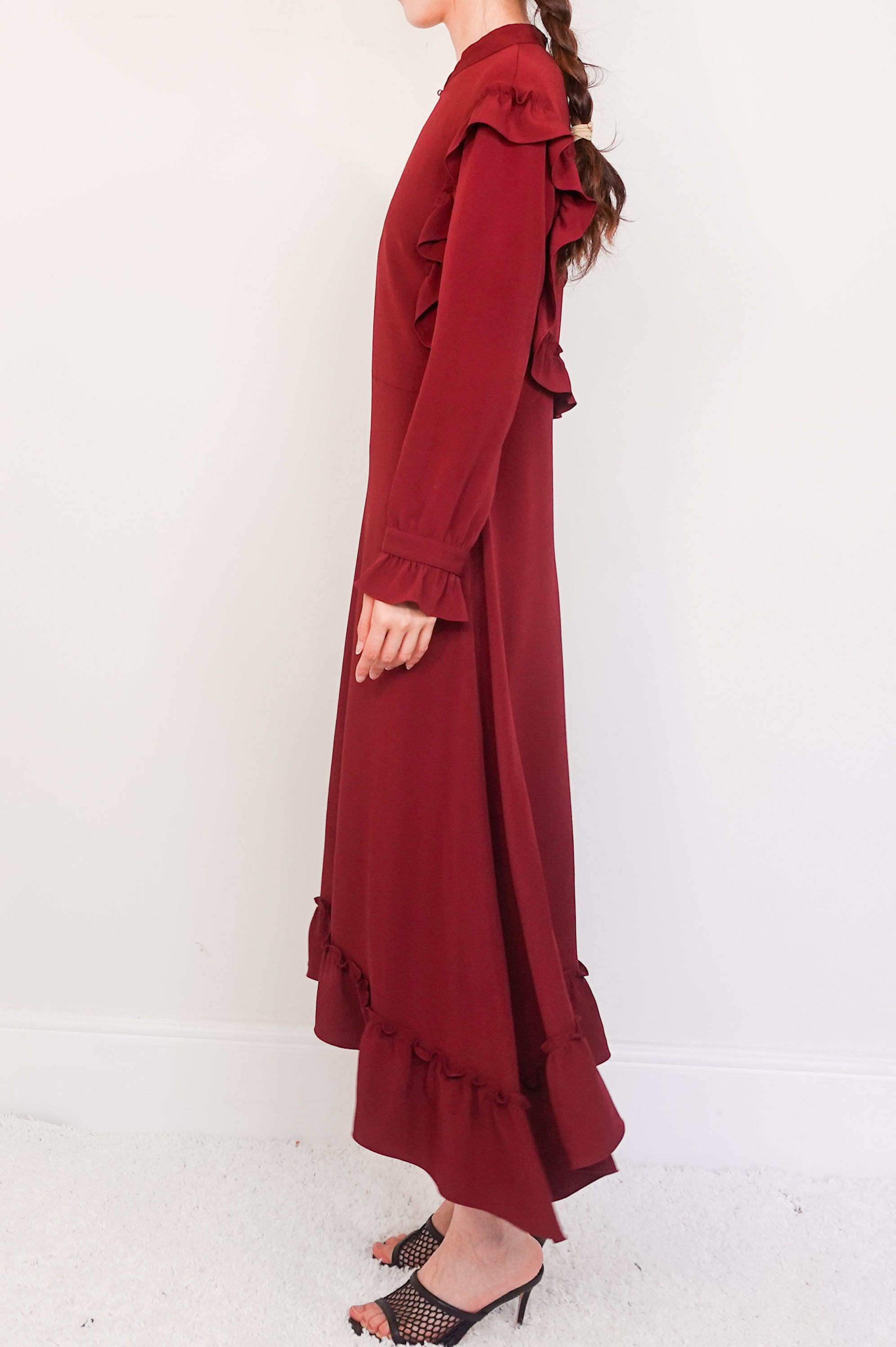 New burgundy midi dress RRP £900