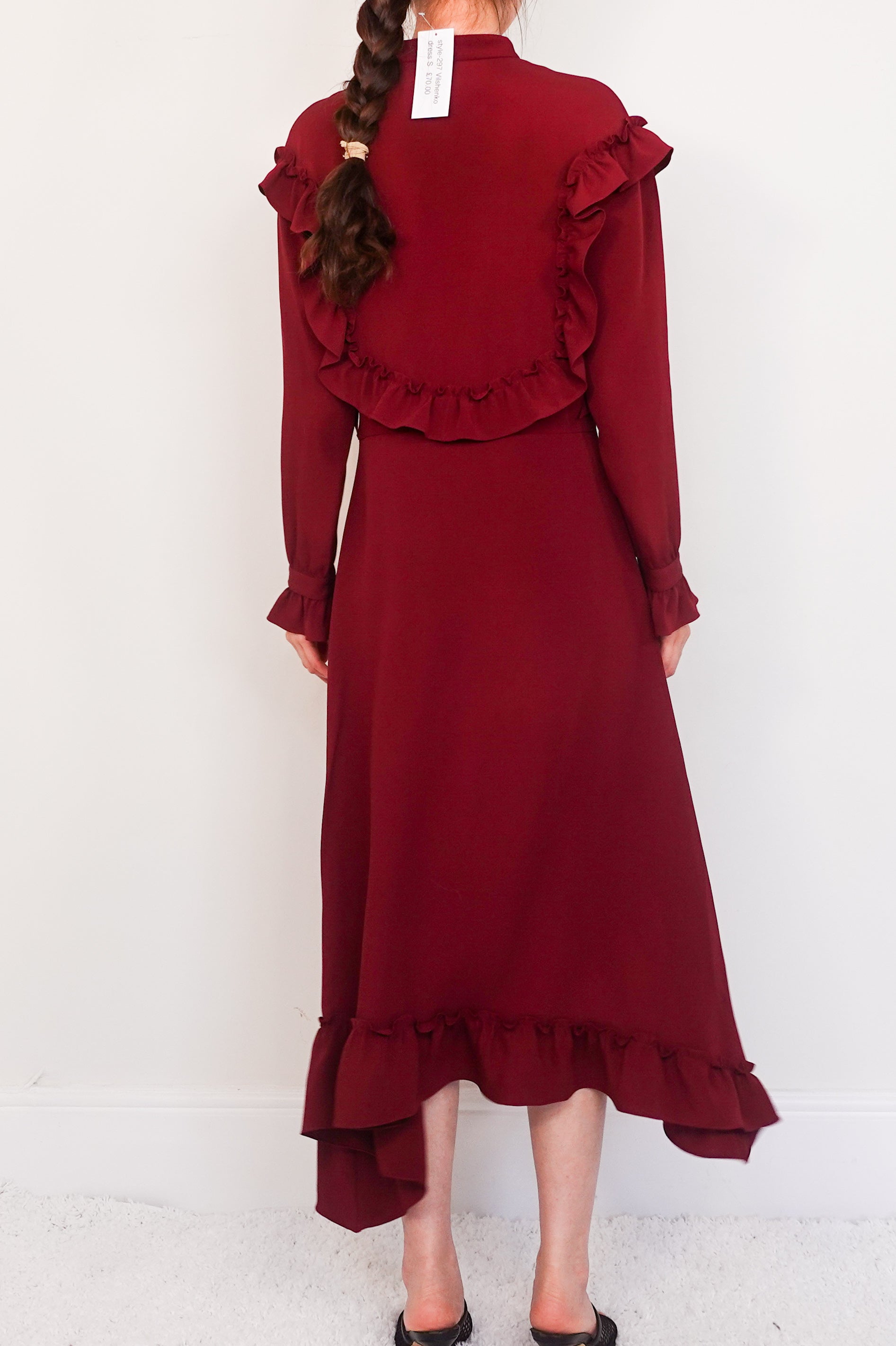 New burgundy midi dress RRP £900